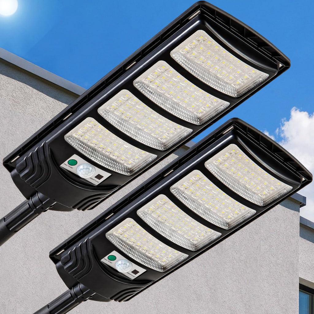 Solar Outdoor Lights,448LEDs Street Lights with 20000LM Hight Brightness, IP66 Waterproof Security Flood Light, Dusk to Dawn Solar Street Lights,for Exterior Wall, Patio, Yard, Deck, Garden