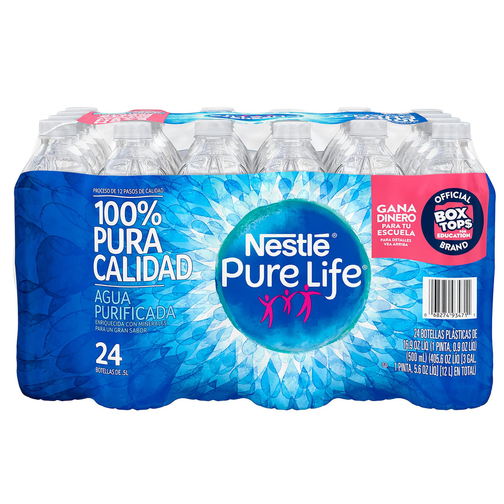 Pure Life, Purified Water, 16.9 Fl Oz, Plastic Bottled Water, 24 Pack