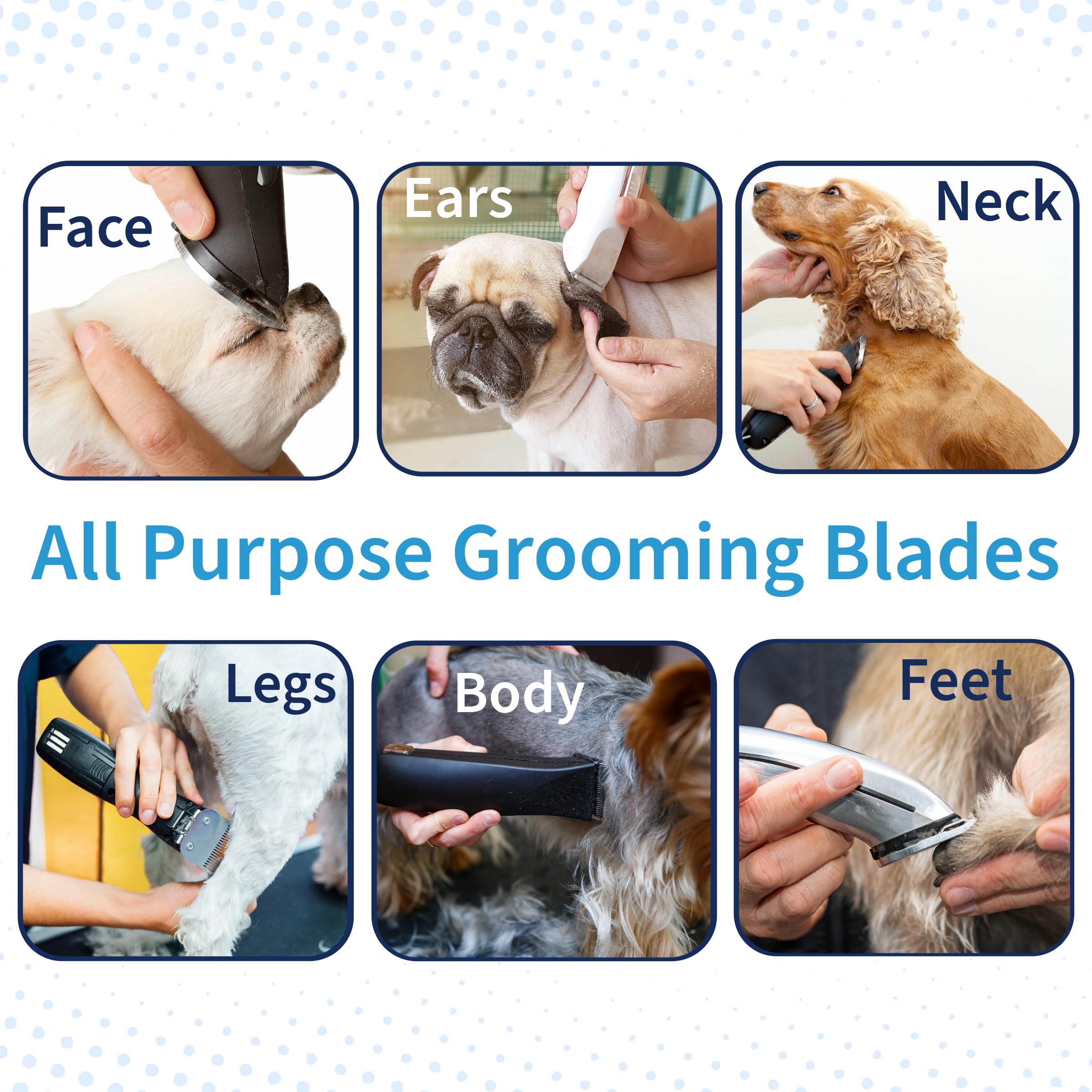 Detachable A Series Wide 10 Blade Dog Grooming Cut Length 3/32" - 2.4mm Japanese Carbonized Steel Wide Grooming Blades Compatible A5 Series Clippers for Dogs(10W)
