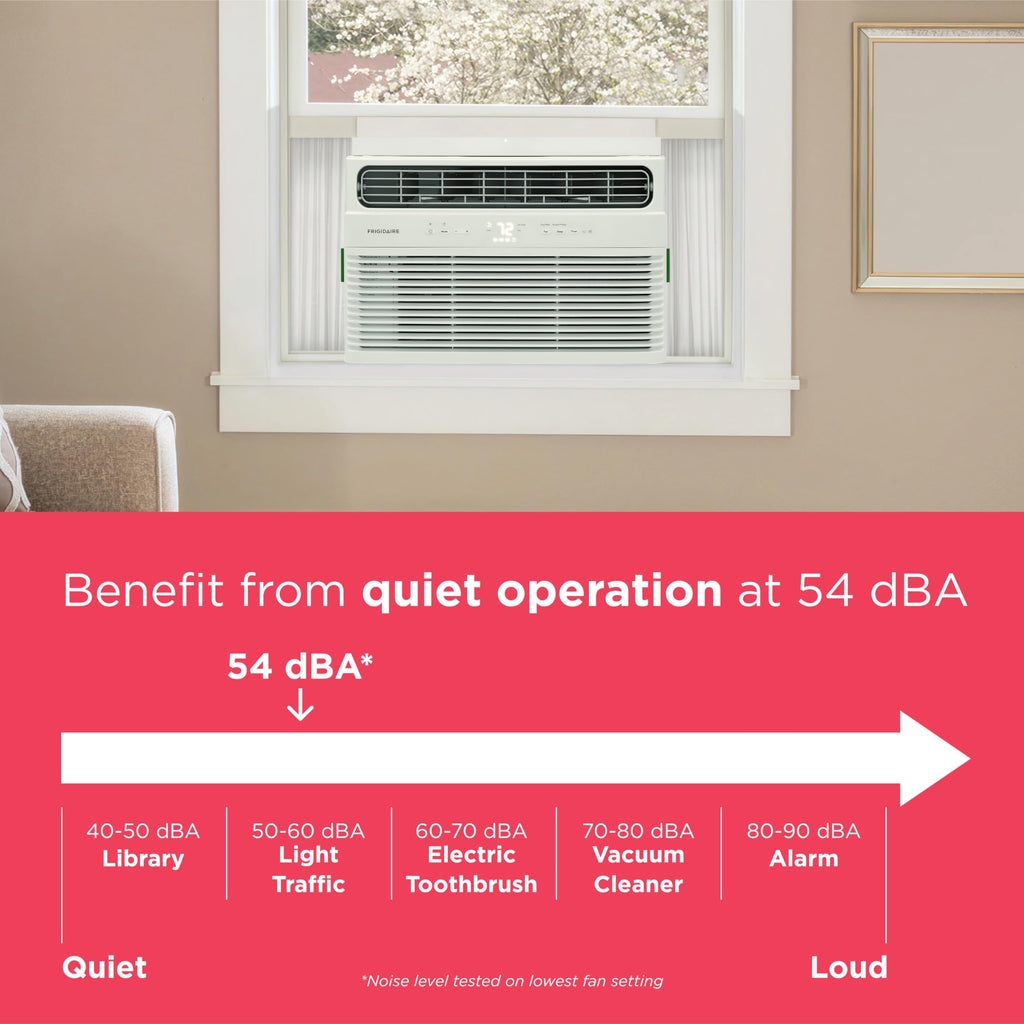 Frigidaire 8,000 BTU Smart Window Air Conditioner with Wi-Fi, Cools Up to 350 Sq. Ft., Remote Control, Quiet Operation, Eco Mode, 3 Fan Speeds, White