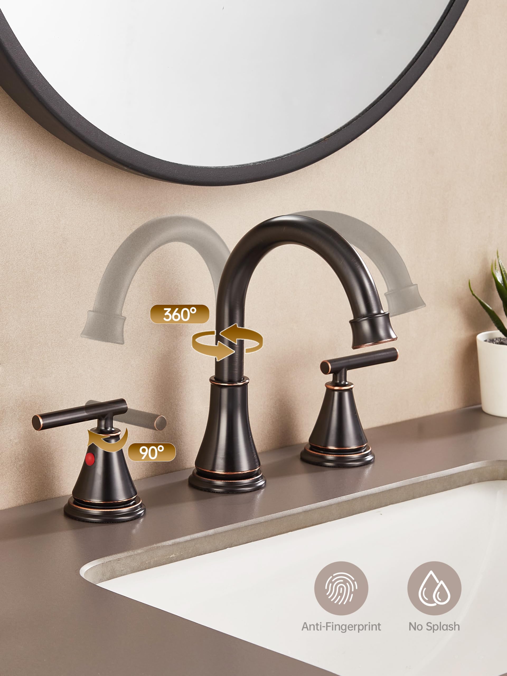 Fransiton Widespread Bathroom Sink Faucet 3 Hole, Brushed Gold Bathroom Faucet with Metal Pop-Up Drain, 2 Handle for 6-16" RV Vanity Sink
