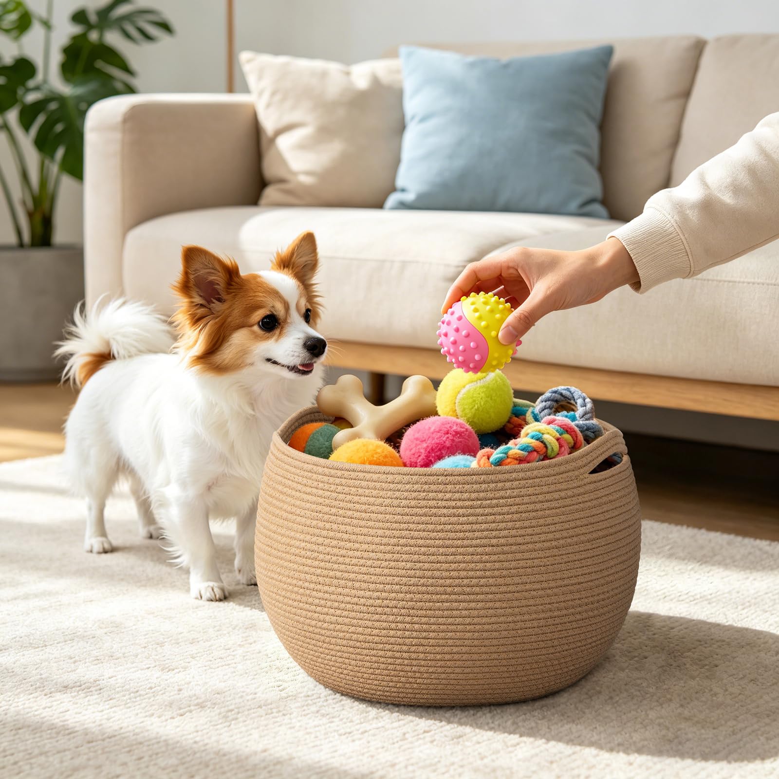 Goodpick Small Rope Storage Basket, Black Round Baskets for Socks, Dog Toys, Towels, Cute Baby Basket for Living Room, Bedroom, Nursery, Towel Baskets for Bathroom, 10 x 8.3 inches