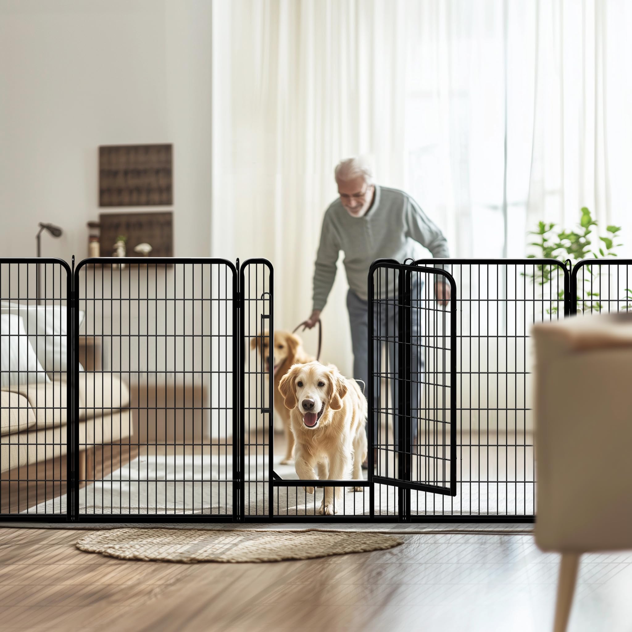 Yaheetech Dog Playpen, 24 inch 2 Panels Dog Pen for Indoor Heavy Duty Puppy Exercise Pen Metal Pet Fence for RV Camping/Yard/Garden