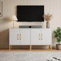 LYNSOM TV Stand for 55 Inch TV, Media Console Table with 2 Cabinets, Storage for Bedroom, Living Room, Entertainment Room (Black)