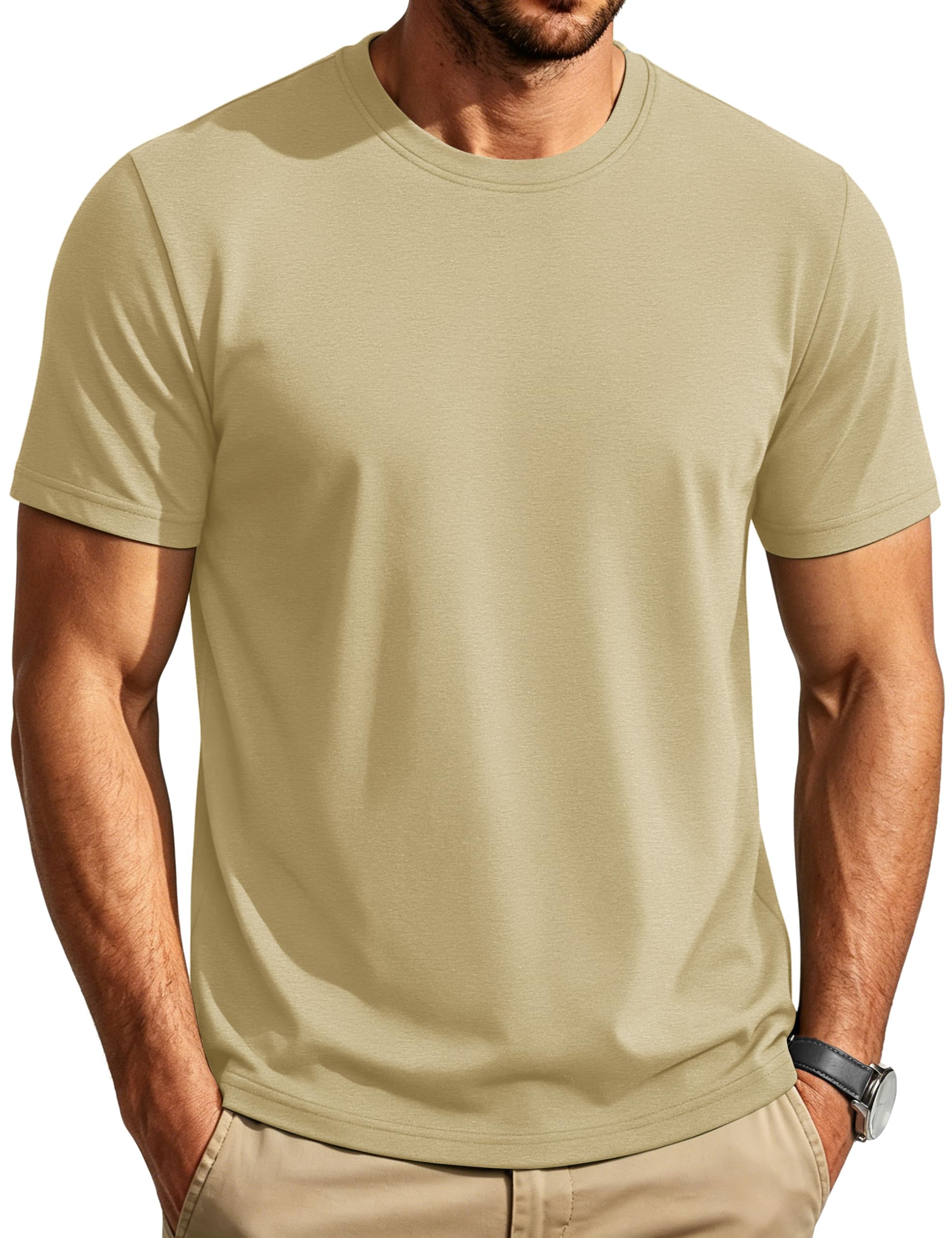 Cotrasen Mens T-Shirts Short Sleeve Cotton Crew Neck Lightweight Moisture Wicking Casual Soft Basic Plain Tee Shirts