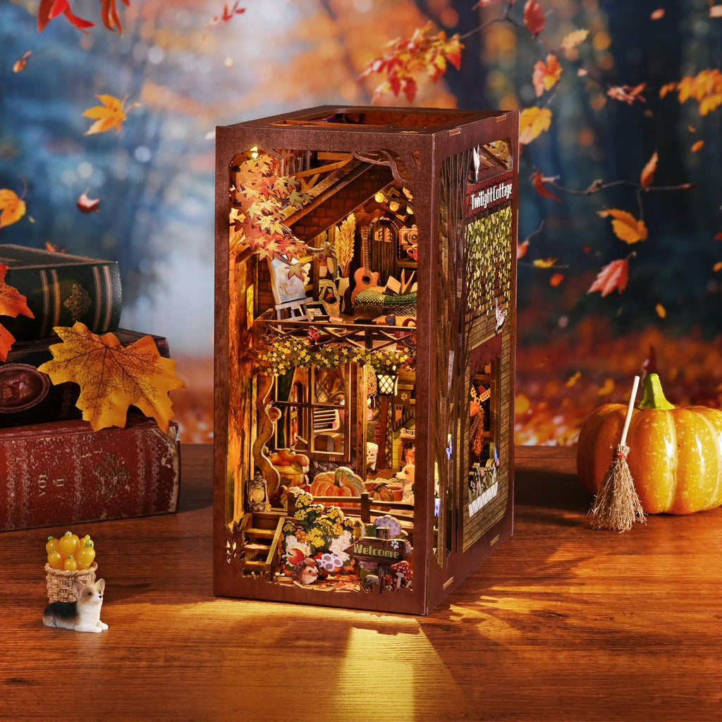 TOYQI DIY Book Nook Kit, Miniature House Dollhouse Kit for Adult and Teens, Book Nook Kits for Adults, Booknook Bookend Alley Model Build, Gifts for Family Friends - Spooky Horror Creepy Haunted House