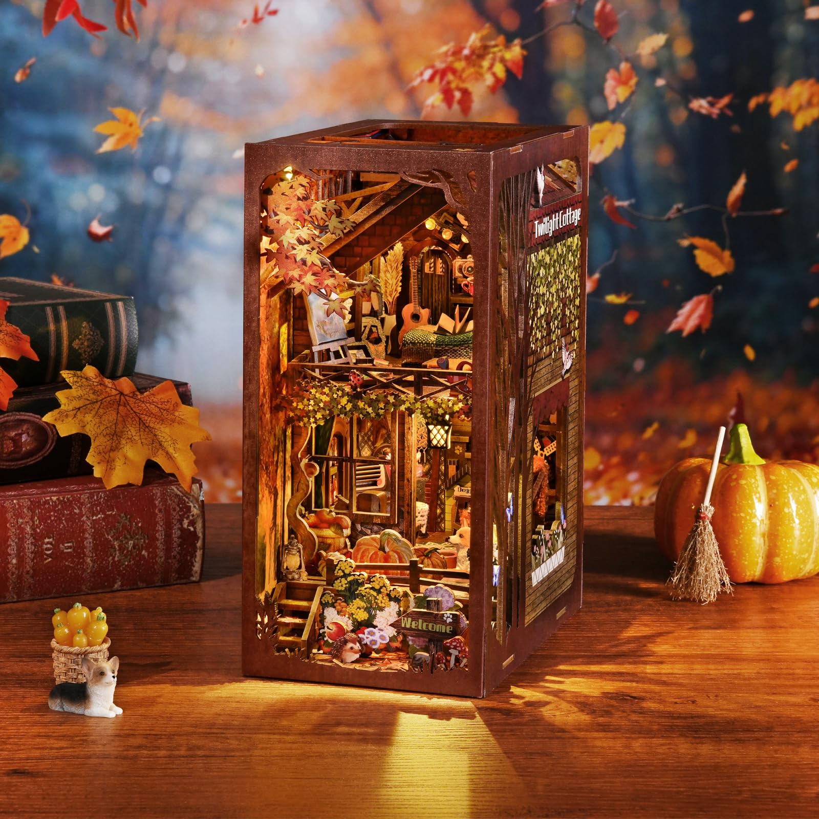 TOYQI DIY Book Nook Kit, Miniature House Dollhouse Kit for Adult and Teens, Book Nook Kits for Adults, Booknook Bookend Alley Model Build, Gifts for Family Friends - Spooky Horror Creepy Haunted House