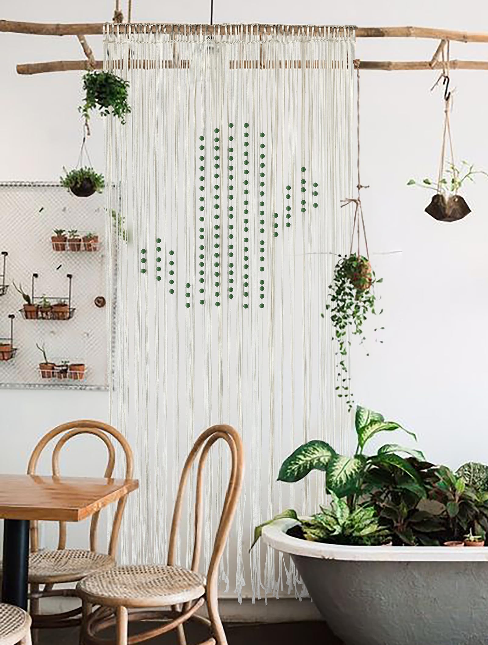 Flber Macrame Curtain Window Macrame Room Divider Doorway Curtain Boho Macrame Wall Hanging Living Room Bedroom Decor 42" W x 75" H