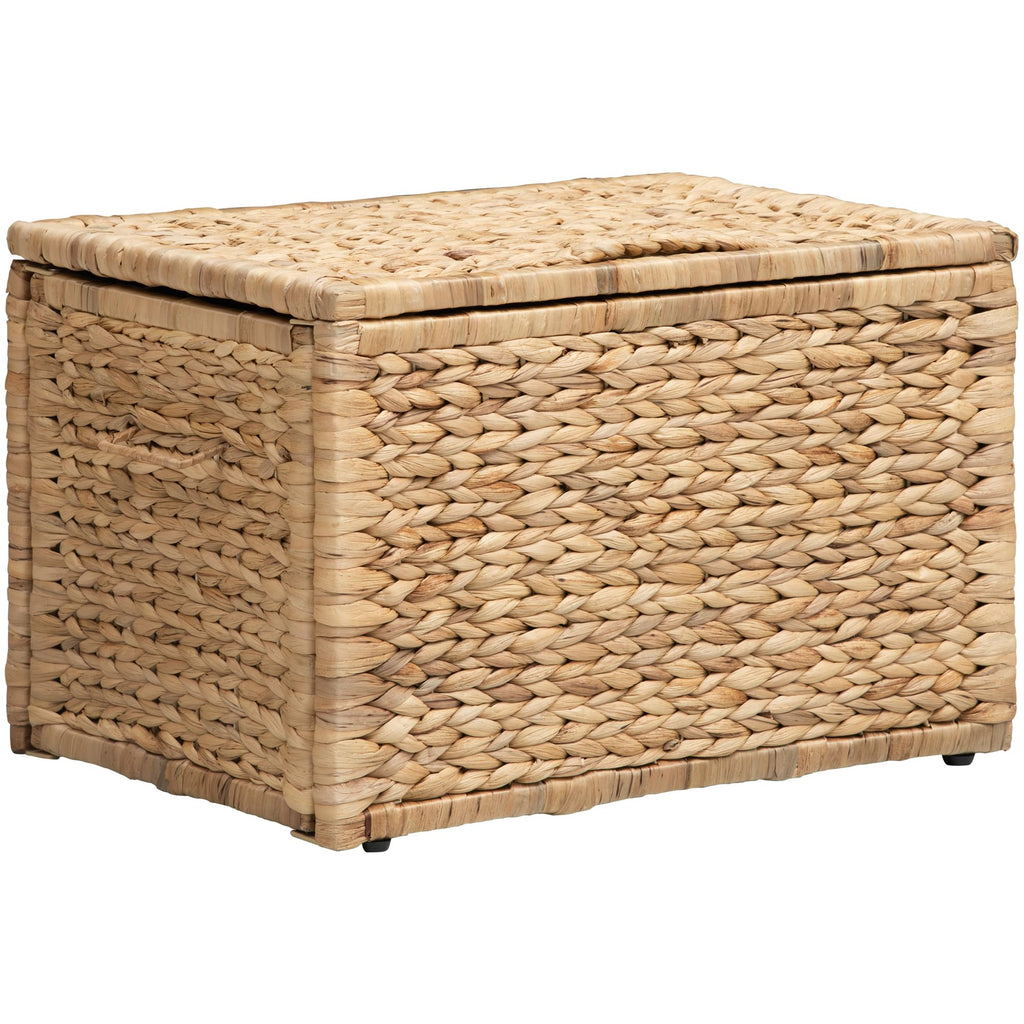 eHemco Heavy-duty Water Hyacinth Wicker Storage Trunk with Metal Frame, 30 by 17.5 by 17.5 Inches, Brown Wash