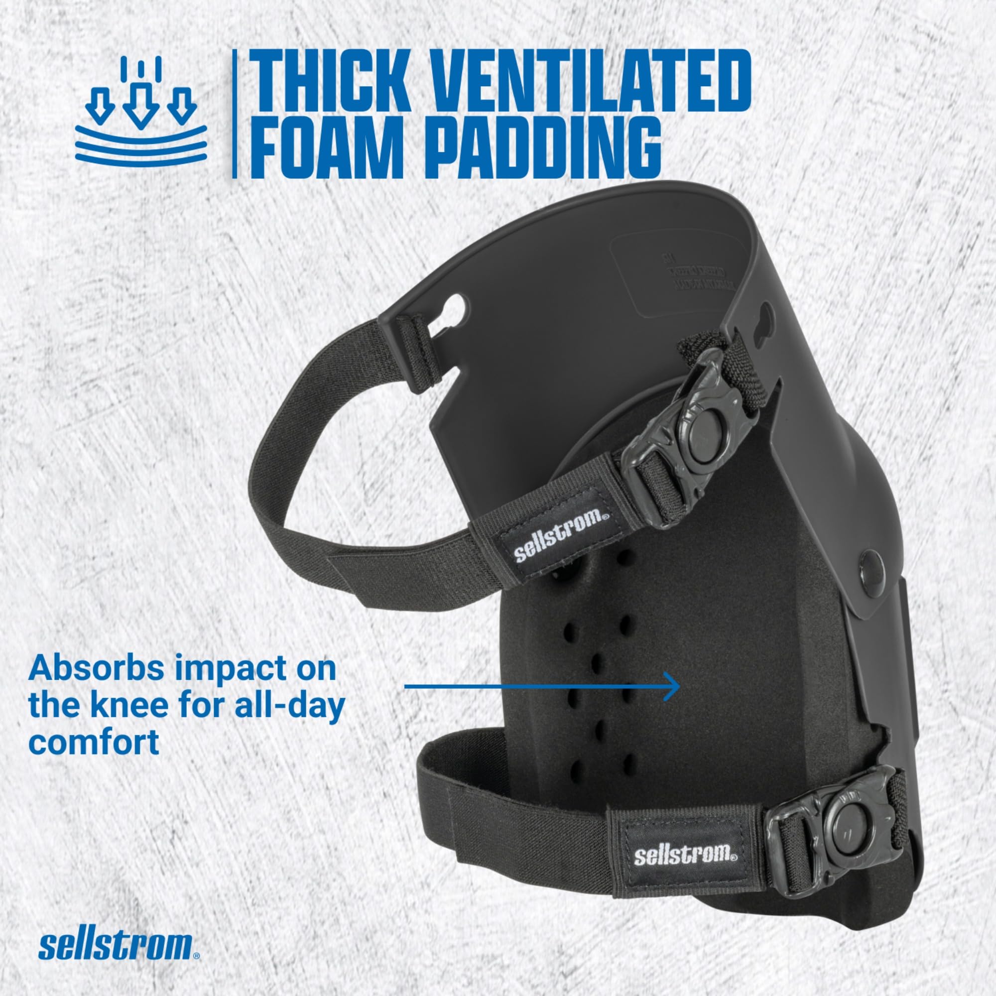 Sellstrom Rodilleras profesionales Ultra Flex III KneePro para hombres y mujeres con amortiguación de espuma de triple capa, carcasa exterior de servicio pesado, clips de velocidad - para trabajos de