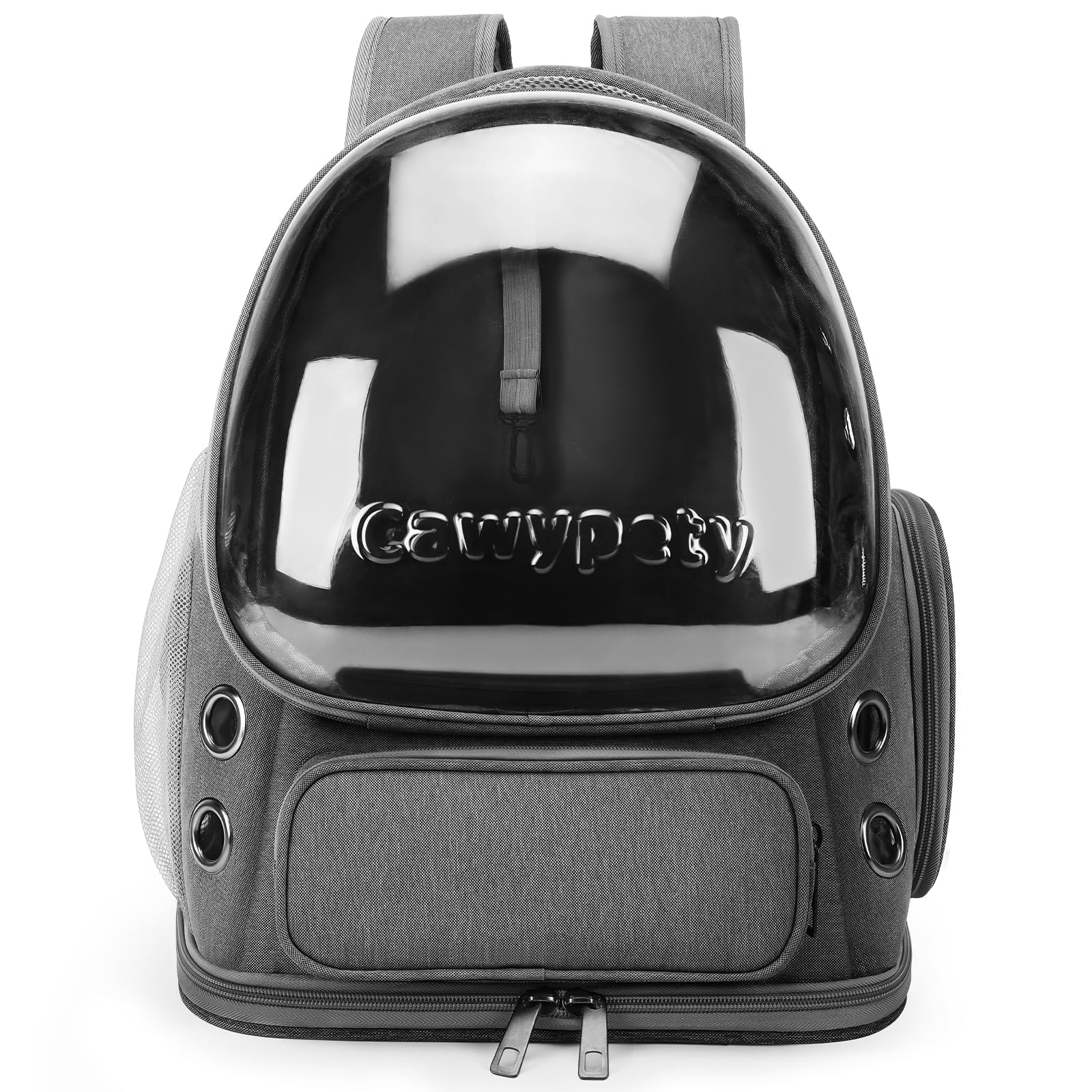 Cawypety Cat Backpack Carrier, Breathable Cat Carrier Large Space Bubble Pet Backpack for Kitty Small Dog up to 12lbs, Transparent & Foldable Pet Carrier for Travel Hiking (Black