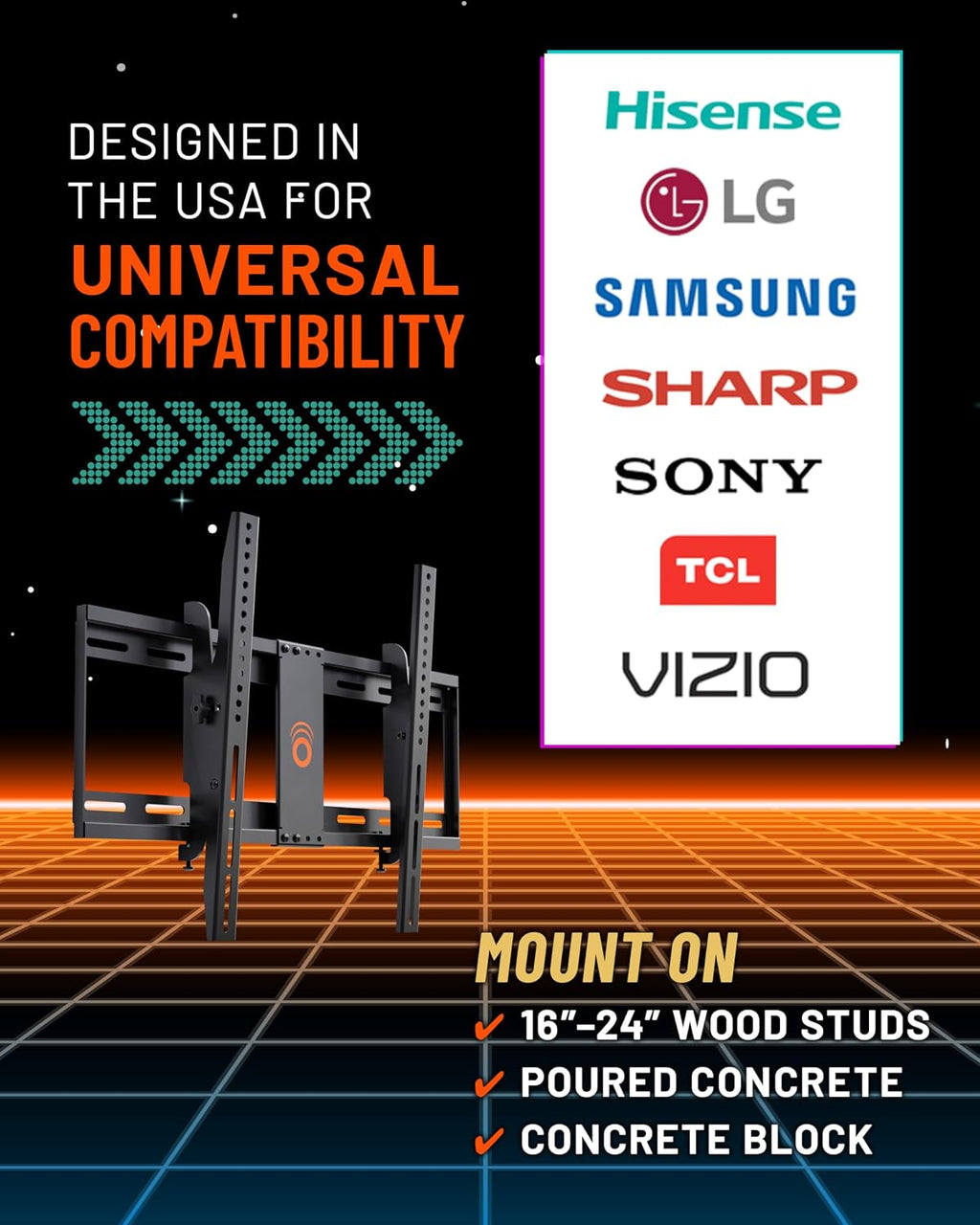 ECHOGEAR Tilting TV Wall Mount with Low Profile Design for 32-70 inch TVs - Eliminates Screen Glare with 15º of Smooth Tilt - Easy Install with All Hardware Included - EGLT1-BK