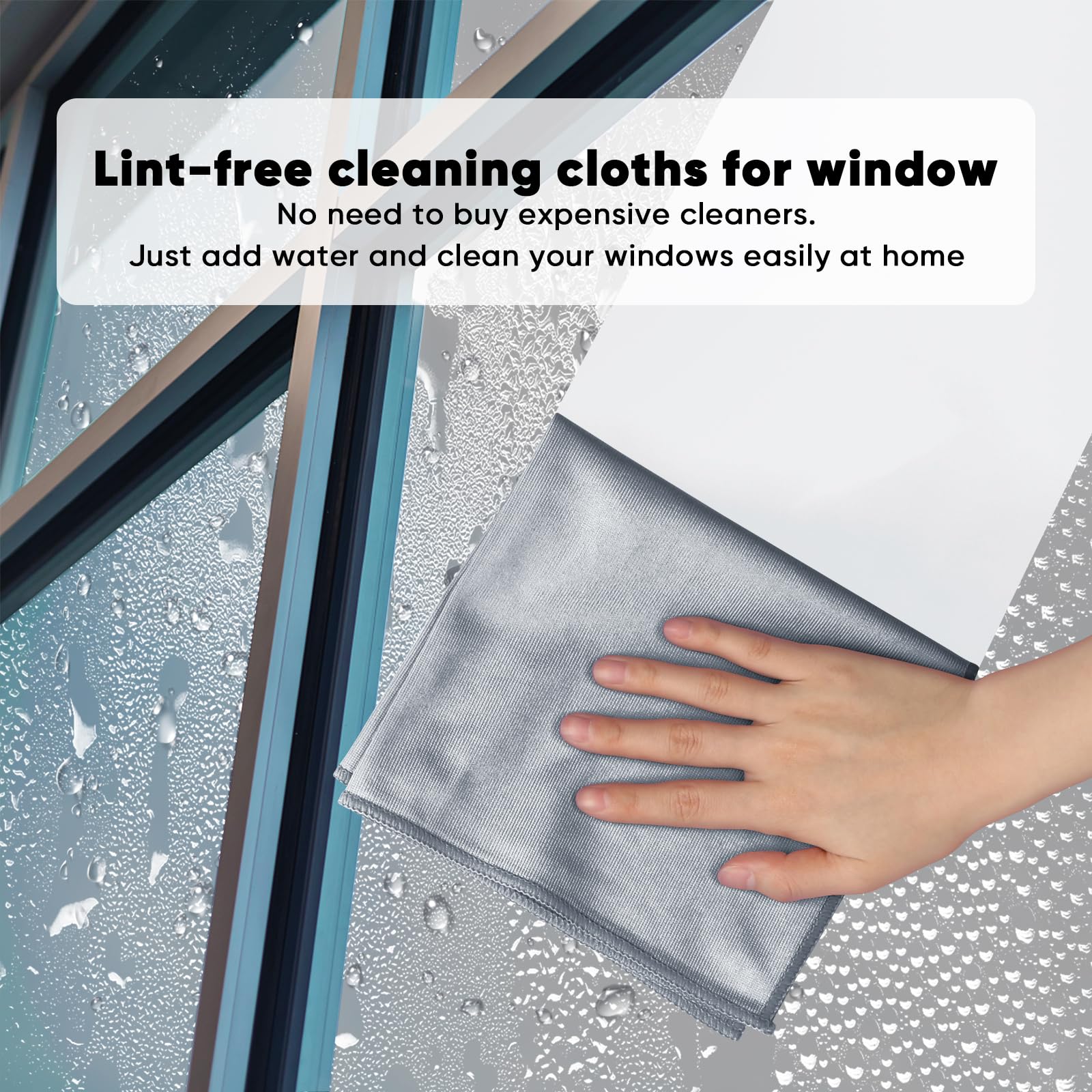HOMEXCEL Microfiber Glass Cleaning Cloths 6 PK, Lint Free Streak Free, Reusable Microfiber Magic Cleaning Cloth for Cleaning Windows, Glasses, Mirrors, Screens, Stainless Steel, and More, Blue-14”×16”