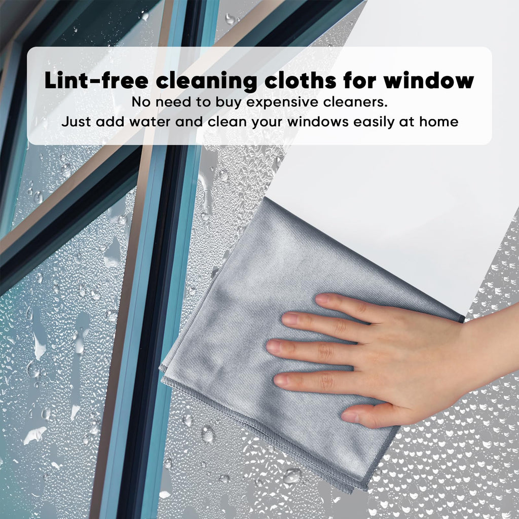 HOMEXCEL Microfiber Glass Cleaning Cloths 6 PK, Lint Free Streak Free, Reusable Microfiber Magic Cleaning Cloth for Cleaning Windows, Glasses, Mirrors, Screens, Stainless Steel, and More, Blue-14”×16”