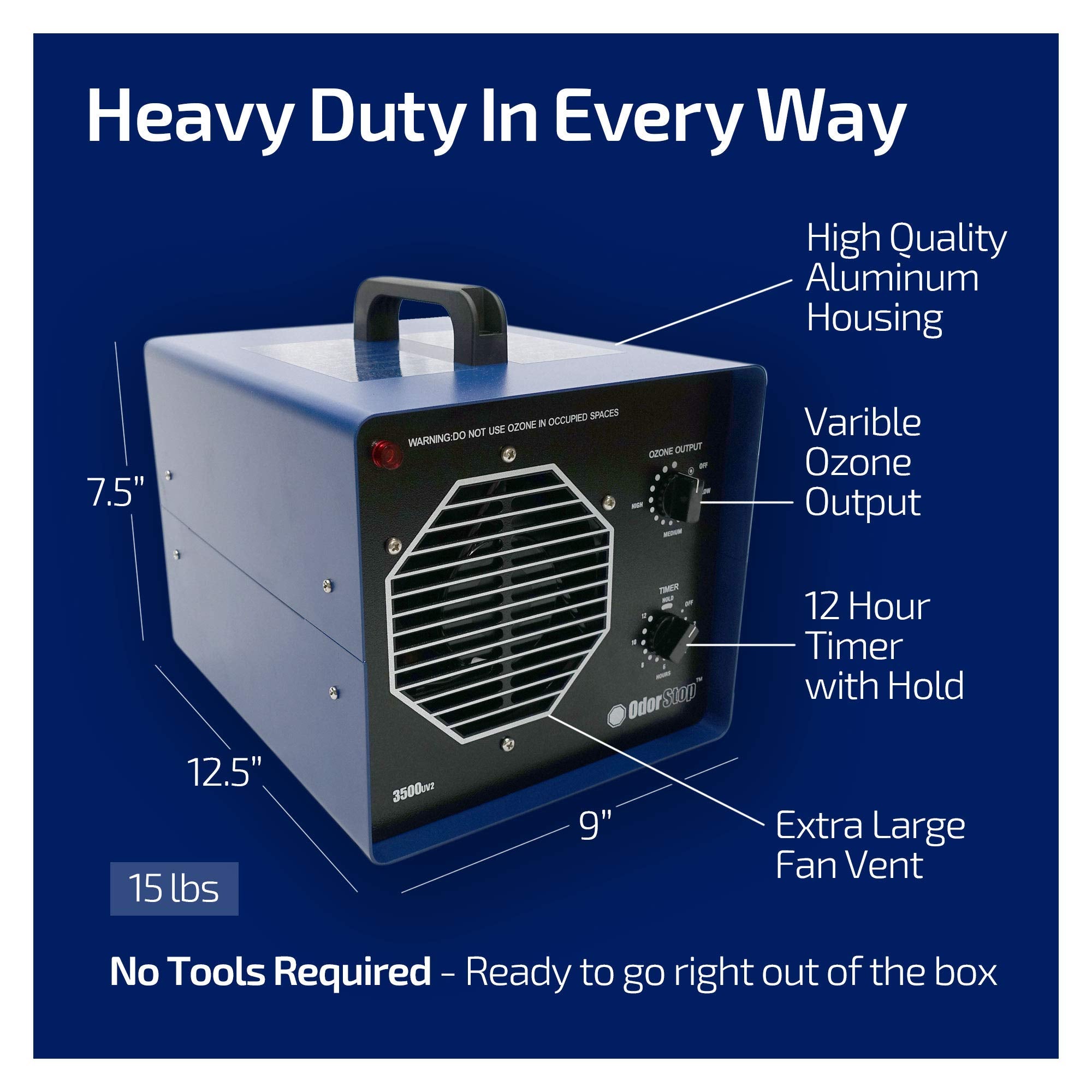 OdorStop Professional Grade Ozone Generators (900 Sq Ft + UV)