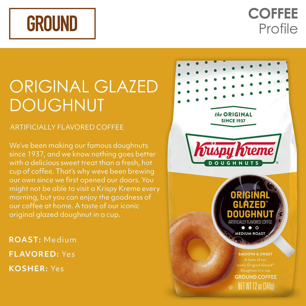 Krispy Kreme Doughnuts, Classic, Ground Coffee, Medium Roast, Bagged 12oz