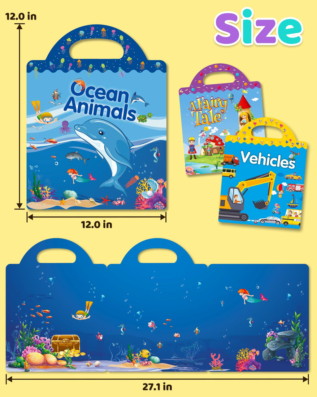 Benresive Reusable Sticker Book for Toddlers, Stickers for Kids, Travel Toys for Arts & Crafts Activities, Birthday Gift for Boys & Girls, Animals Dinosaurs Insects Themes