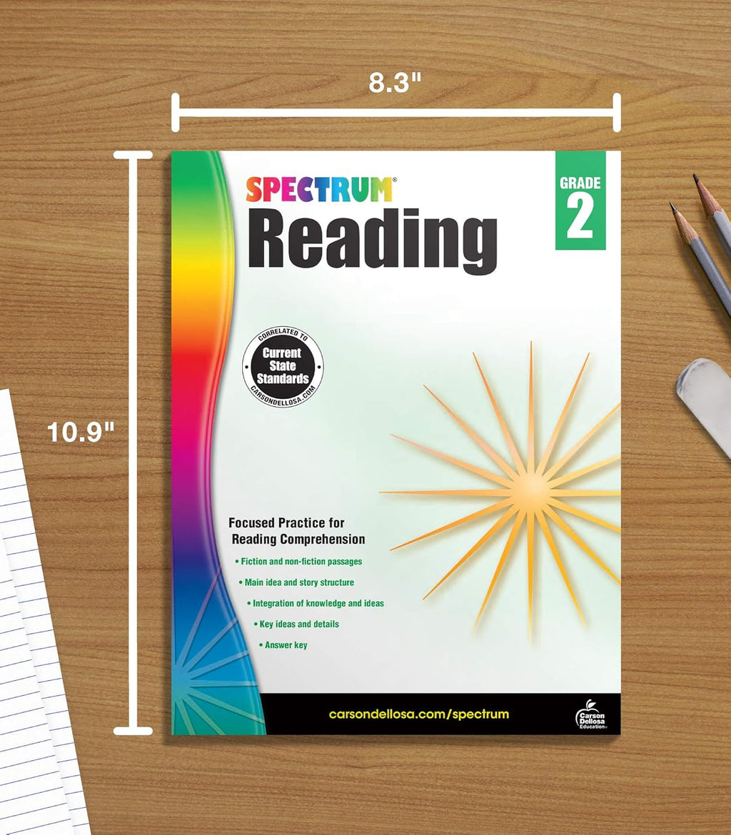 Spectrum 2nd Grade Reading Comprehension Workbooks, Spectrum Grade 2 Nonfiction and Fiction Reading Comprehension, Story Structure, Main Ideas, and Critical Thinking Skills