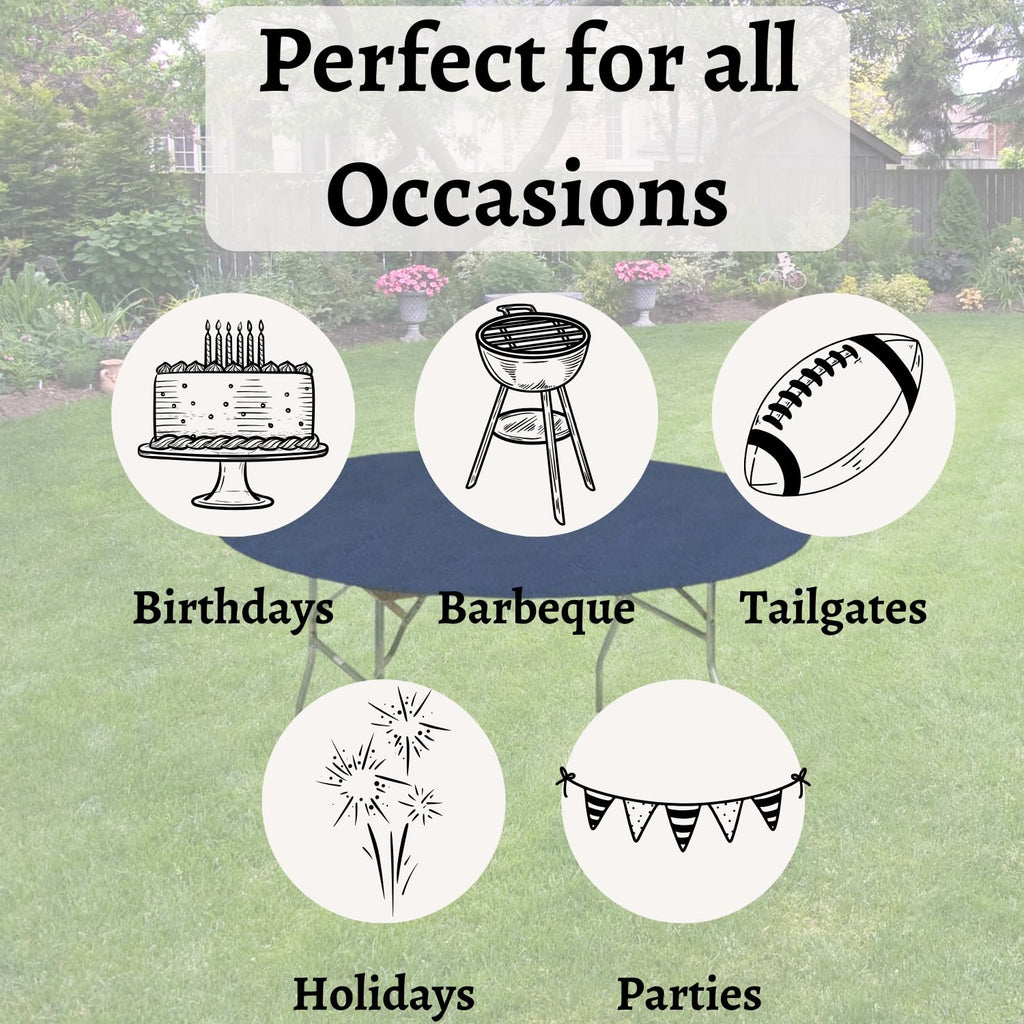 Kwik-Covers 60" Round Fitted Plastic Table Covers, 5 Pack (Black)