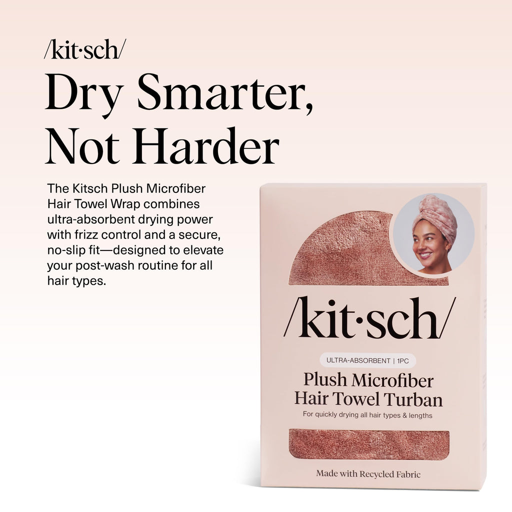Kitsch Plush Microfiber Hair Towel Wrap for Women – Ultra Absorbent Microfiber Bath Towels for Wet, Curly, Long or Short Hair – Anti-Frizz Hair Wrap, Great Hair Care Gifts for Women