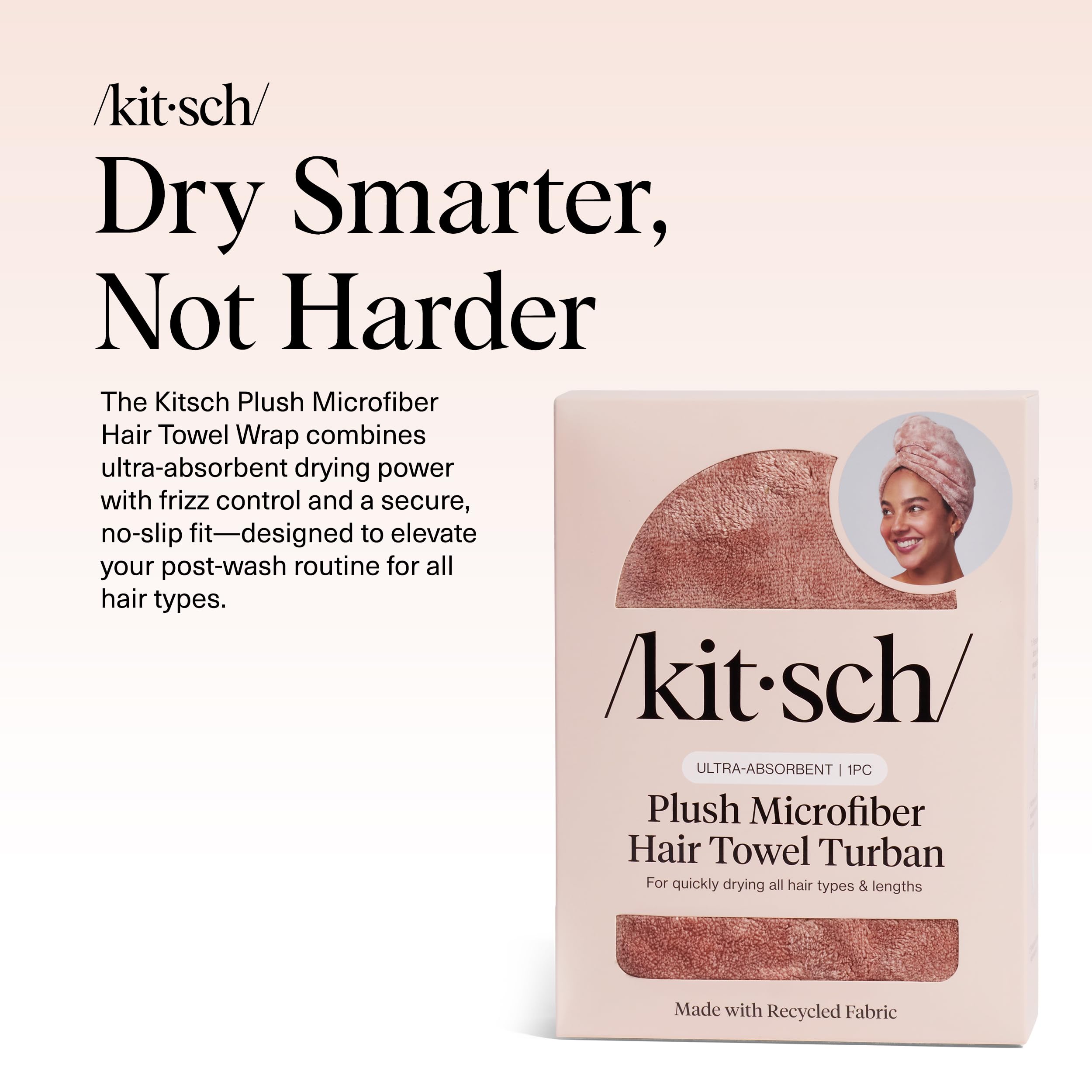 Kitsch Plush Microfiber Hair Towel Wrap for Women – Ultra Absorbent Microfiber Bath Towels for Wet, Curly, Long or Short Hair – Anti-Frizz Hair Wrap, Great Hair Care Gifts for Women