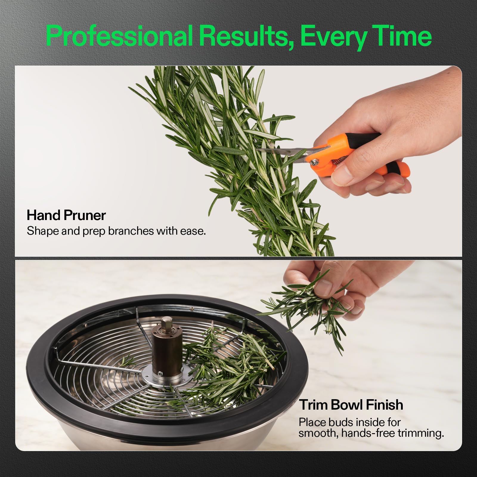 VIVOSUN 13 inch Bud Leaf Bowl Trimmer- Clear Visibility Dome, Sharp Stainless Steel Blades for Spin Cut & Solid Metal Gear Box, Hand Pruner Included (Upgraded Version)