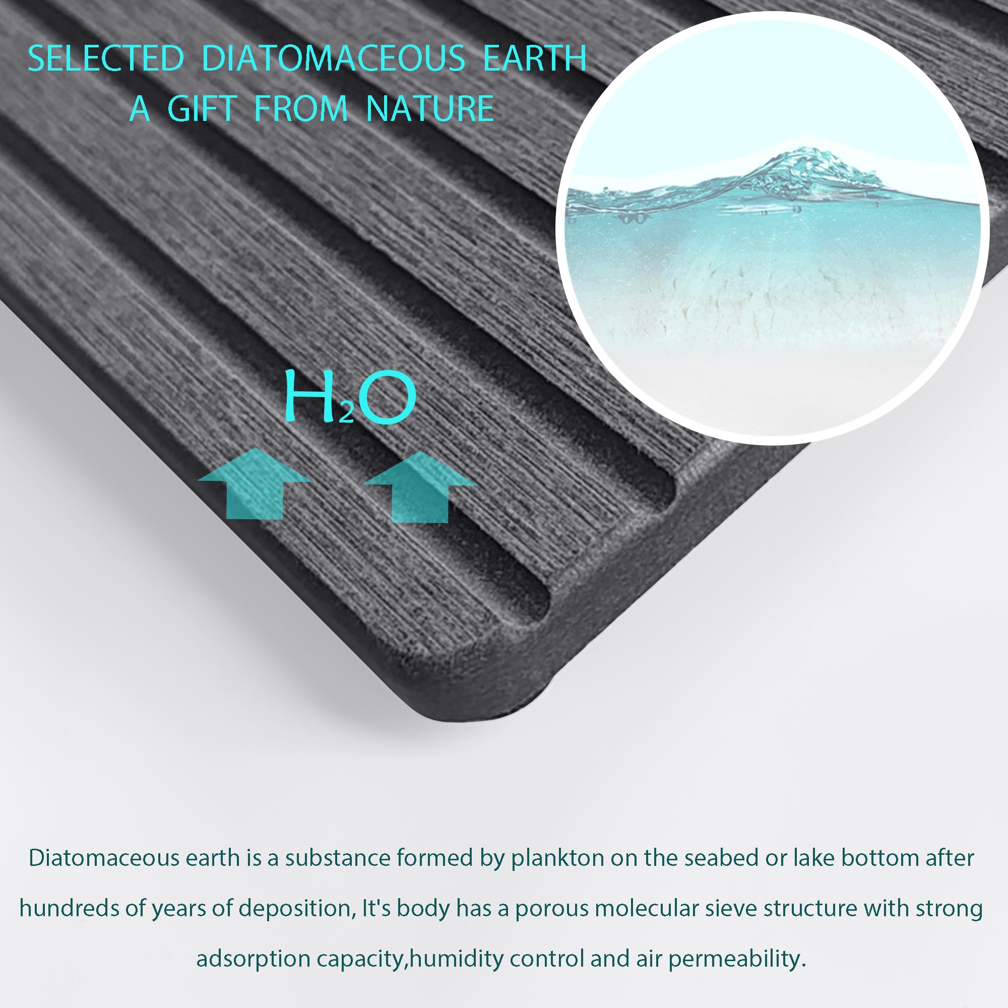 NiuYichee 2 PCS Water Absorbent diatomite Coasters, 7.1" x 3.5" Water Absorbing Stone Tray for Sink, Stone Drying mat for Kitchen Counter, Stone soap Tray Used for Hand Soaps & toiletries & Plants