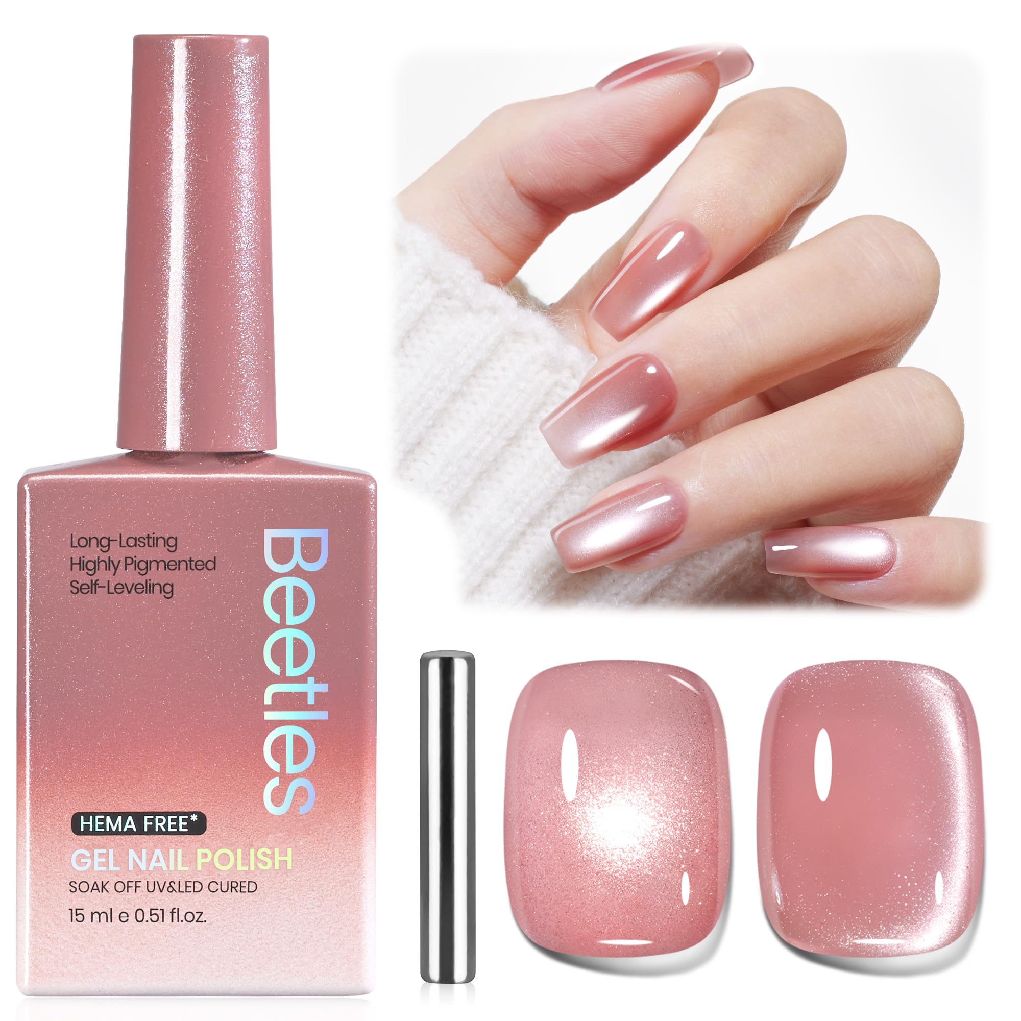 Beetles Star Cascade Silver Cat Eye Gel Nail Polish - 15ML Christmas Silver Glitter Cat Eye Gel Polish with Magnet Soak Off UV Velvet Nail Polish Salon DIY Manicure Winter Gift for Women