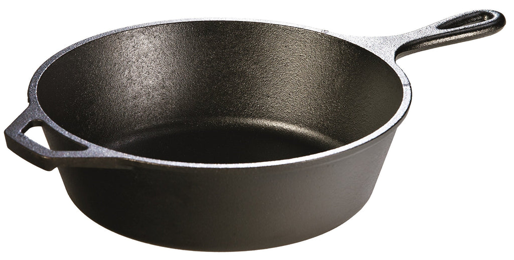 Lodge 3 Quart Pre-Seasoned Cast Iron Deep Skillet - Signature Teardrop Handle & Assist Handle - Use in the Oven, on the Stove or Grill, or Over a Campfire - Use to Sear, Sauté, Bake, Broil, Braise, Fry, or Grill - Black