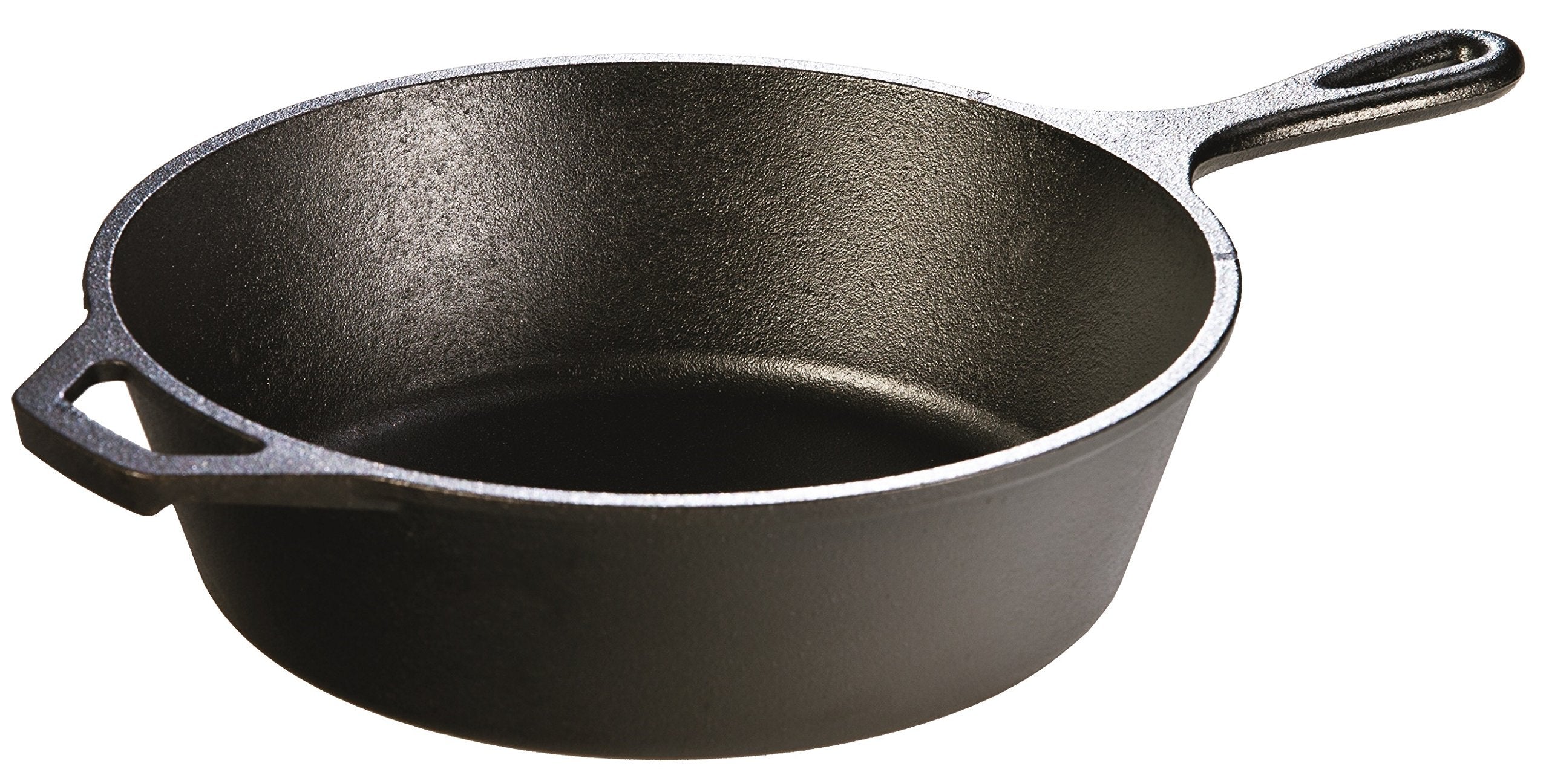 Lodge 3 Quart Pre-Seasoned Cast Iron Deep Skillet - Signature Teardrop Handle & Assist Handle - Use in the Oven, on the Stove or Grill, or Over a Campfire - Use to Sear, Sauté, Bake, Broil, Braise, Fry, or Grill - Black