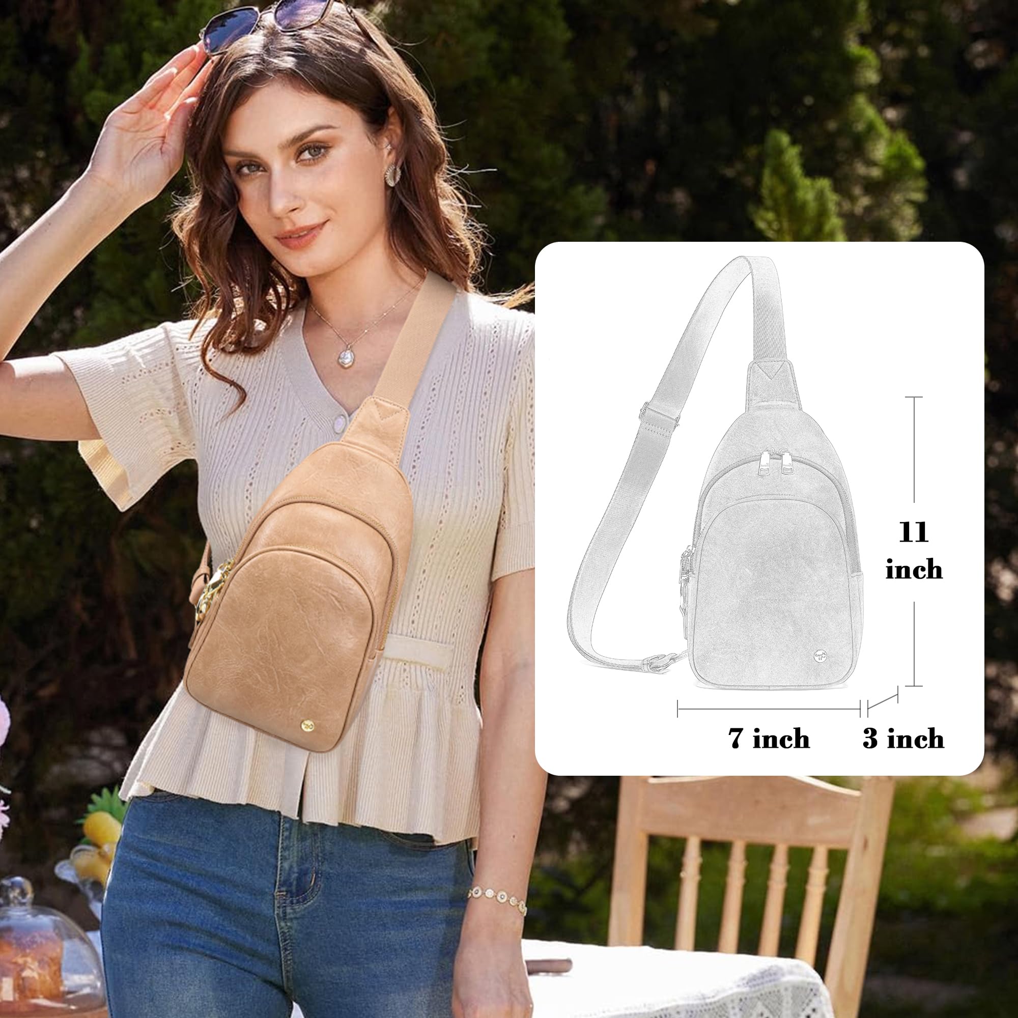 INICAT Small Crossbody Sling Bags Faux Leather Fanny Packs Purses for Women Everyday & Travel
