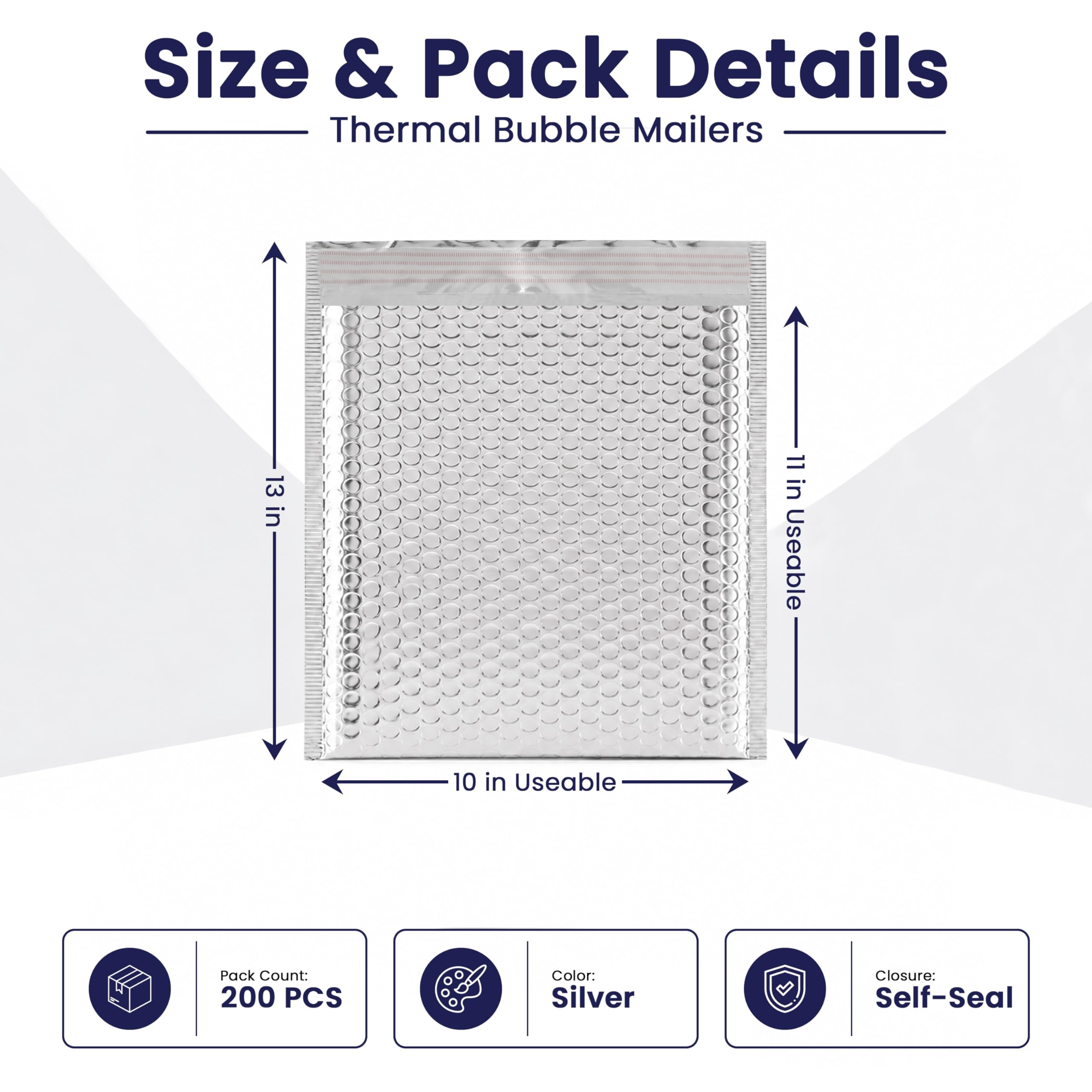 200-Pack Insulated Silver Thermal Bubble Mailers 6 x 7 - Waterproof Metallic Foil Self-Sealing Padded Envelopes for Cold Shipping, Perishables, Food, Cosmetics, Pharmaceuticals