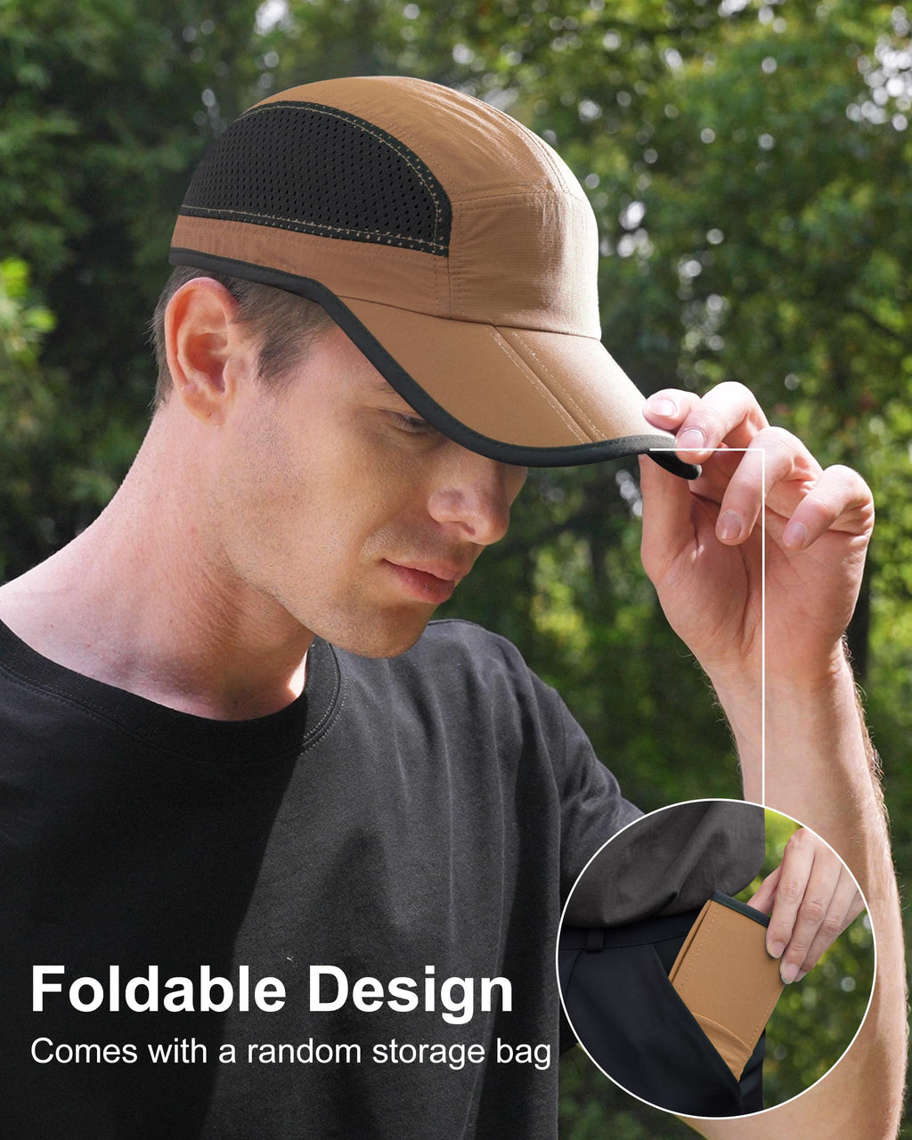 GADIEMKENSD Mens Folding Outdoor Hat Long Brim UPF 50+ Sun Protection