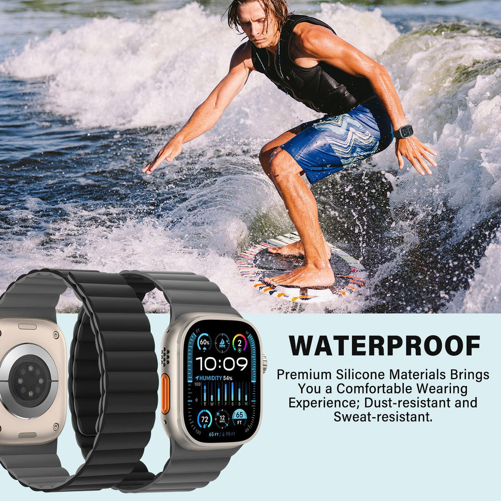 Bisikor Compatible with Apple Watch Band 49 46 45 44 42 41 40 38mm, Double Sided Wearable Silicone Magnetic Strap for iWatch Ultra SE Series 11 10 9 8 7 6 5 4 3 2 1 (38/40/41/42, Beige/Gray)