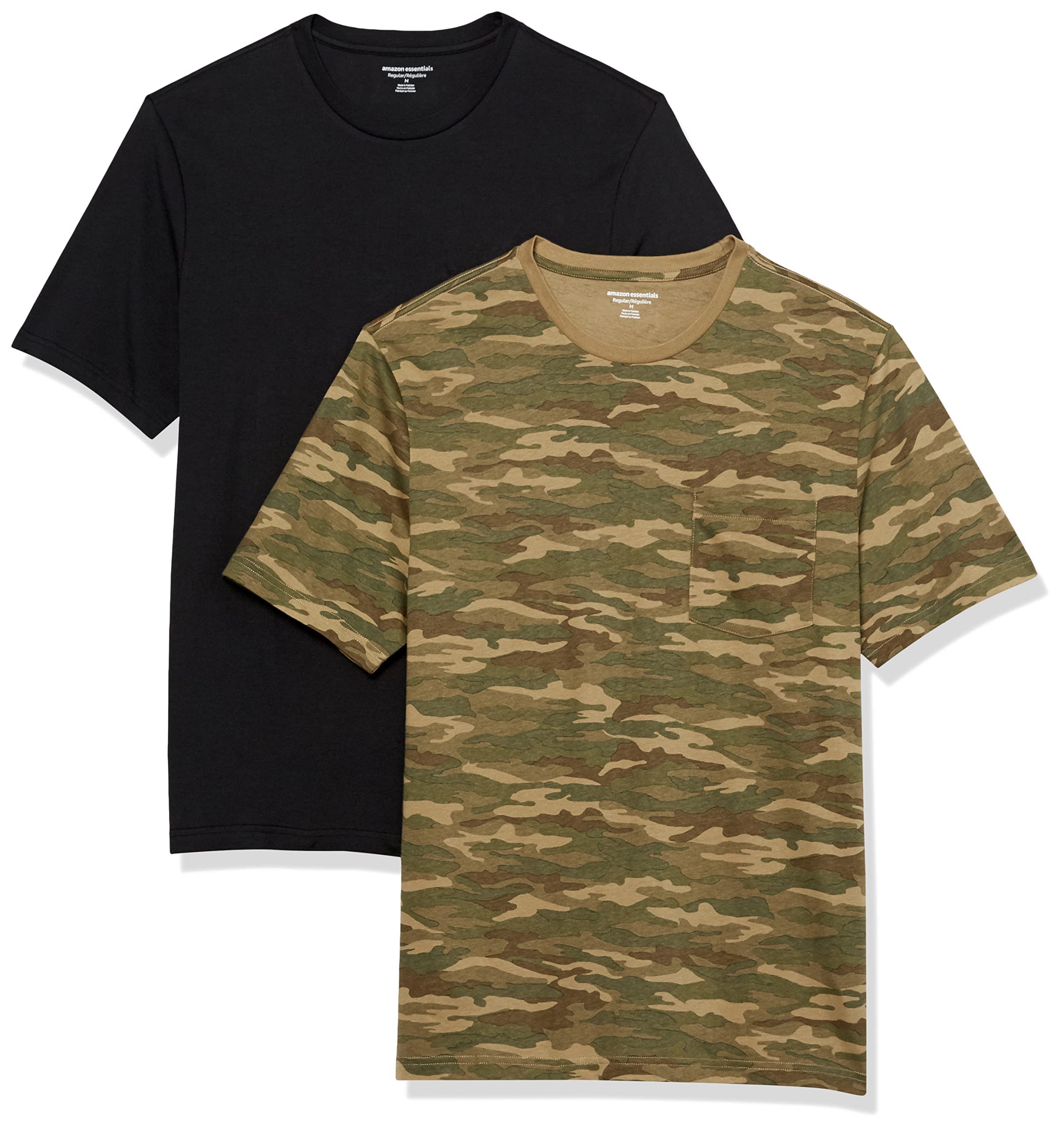 Amazon Essentials Men's Short-Sleeve Crewneck Pocket T-Shirts, Pack of 2