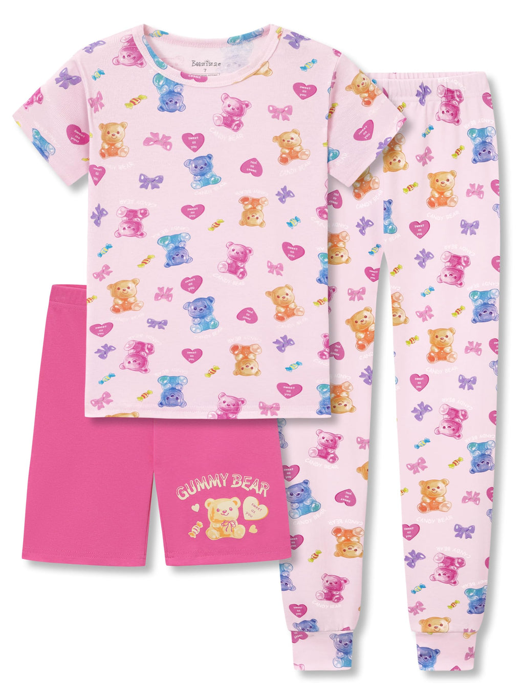 Topgal Little & Big Girls Cotton Knit Pajama 3-Piece Shorts Pants Summer PJ Set Size 4-14