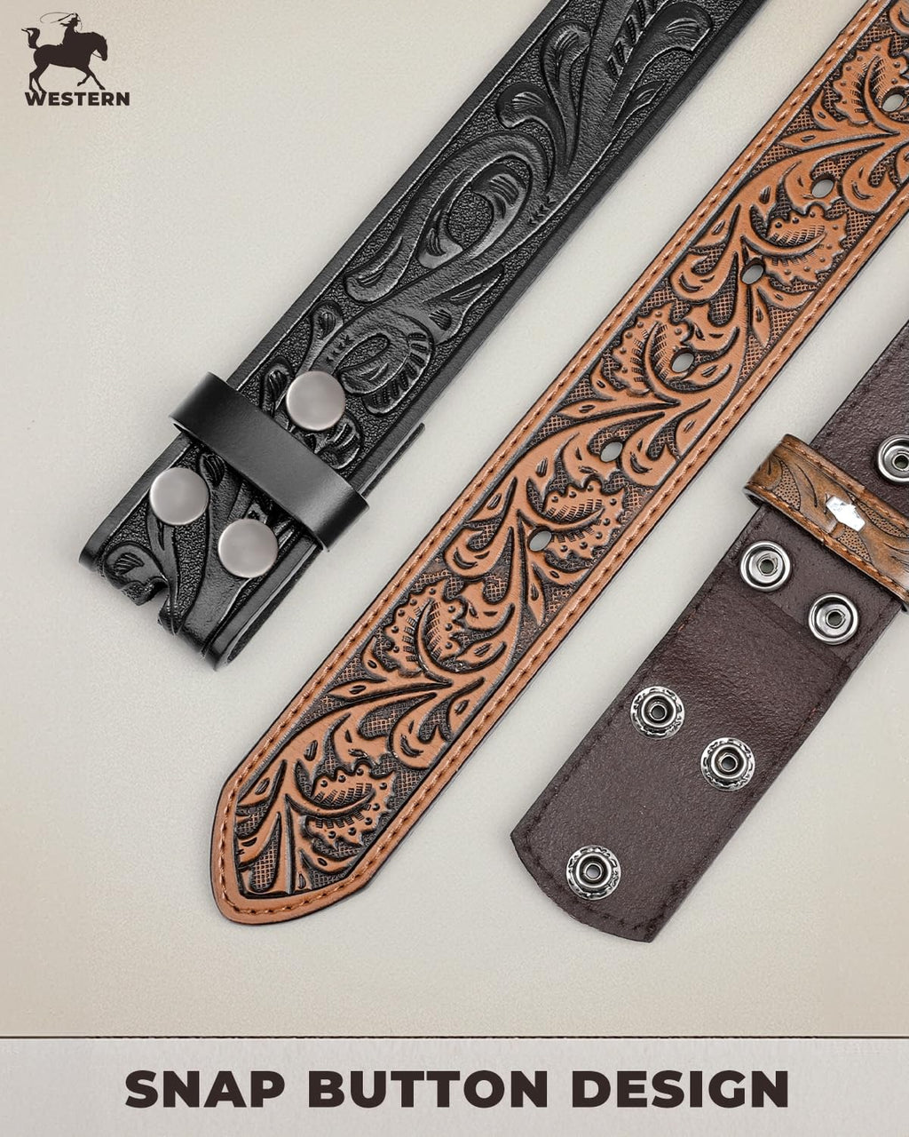BELTROAD Western Leather Belt Strap for Men Women Cowboy Cowgirl Leather Mens Belts for Jeans Birthday Christmas Belt Gifts