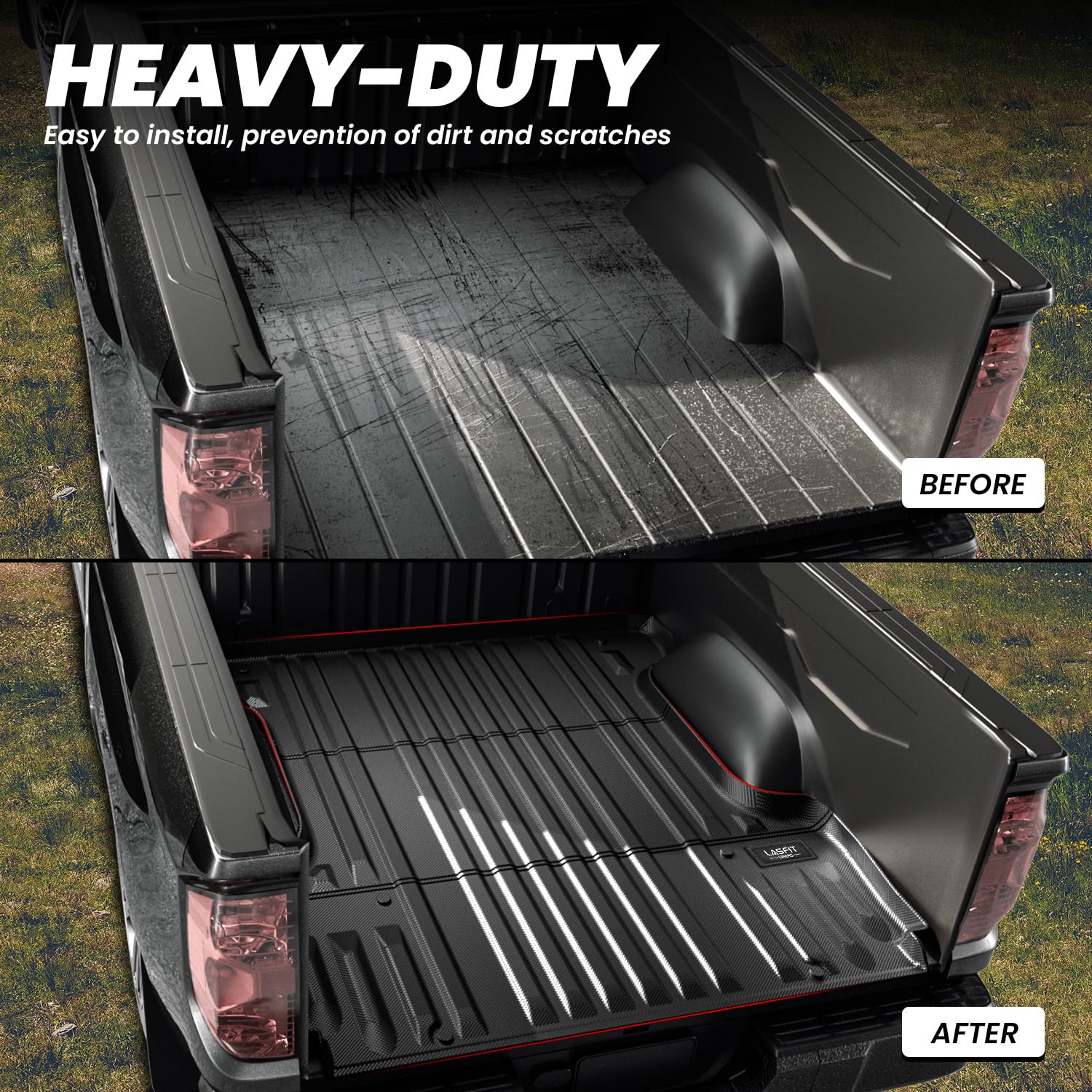 LASFIT Truck Bed Mat for 2009-2016 Ford F250 F350 F450 6.75ft Super Duty 81.9'' Bed Liner(Not fit with Drop-in Bed Liner), TPE 100% All Weather Car Bed Mat for F-250 F-350 F-450,1PCS Black