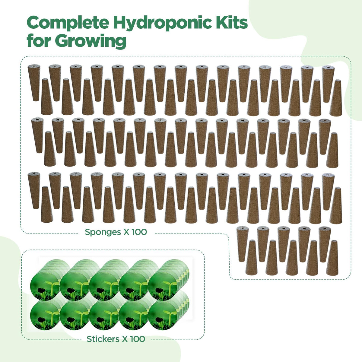 LETPOT 77 Pcs Seed Pod Kits, Square Grow Anything Kit for Hydroponics, with 2 A&B Nutrient Plant Foods and 30 Sponges, 5 Domes, 10 Baskets, 30 Stickers, Compatible Mini and Other Brand