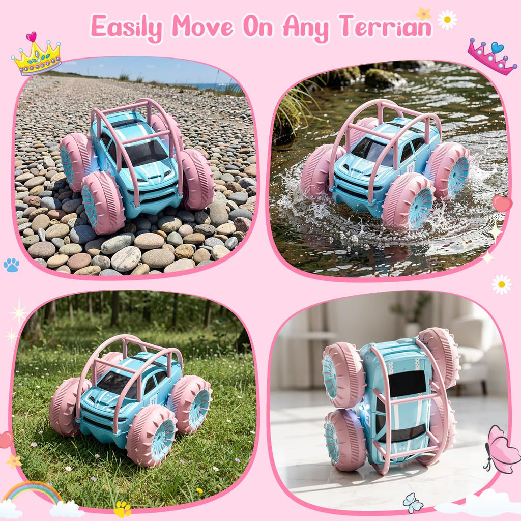 MaxTronic Amphibious Remote Control Car,Rechargeable RC Cars Toy 360° Flips Rotation Stunt Crawler 15KM/H 4WD All Terrain Outdoor Indoor Toy for Kids Boys Girls 3-12