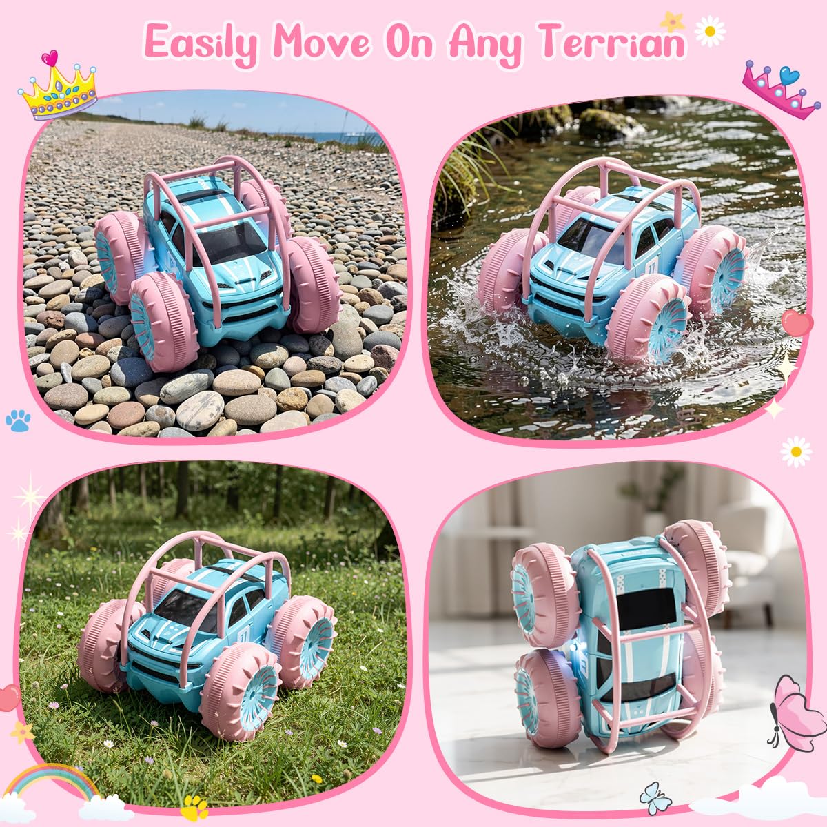 MaxTronic Amphibious Remote Control Car,Rechargeable RC Cars Toy 360° Flips Rotation Stunt Crawler 15KM/H 4WD All Terrain Outdoor Indoor Toy for Kids Boys Girls 3-12