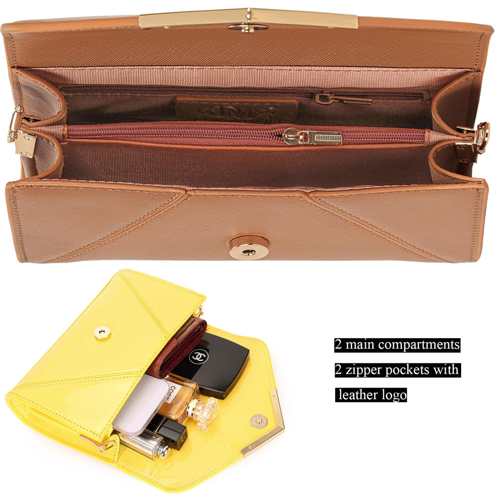 DEXMAY Women Envelope Clutch Faux Saffiano Leather Evening Handbag Foldover Clutch Bag Formal Dressy Purse