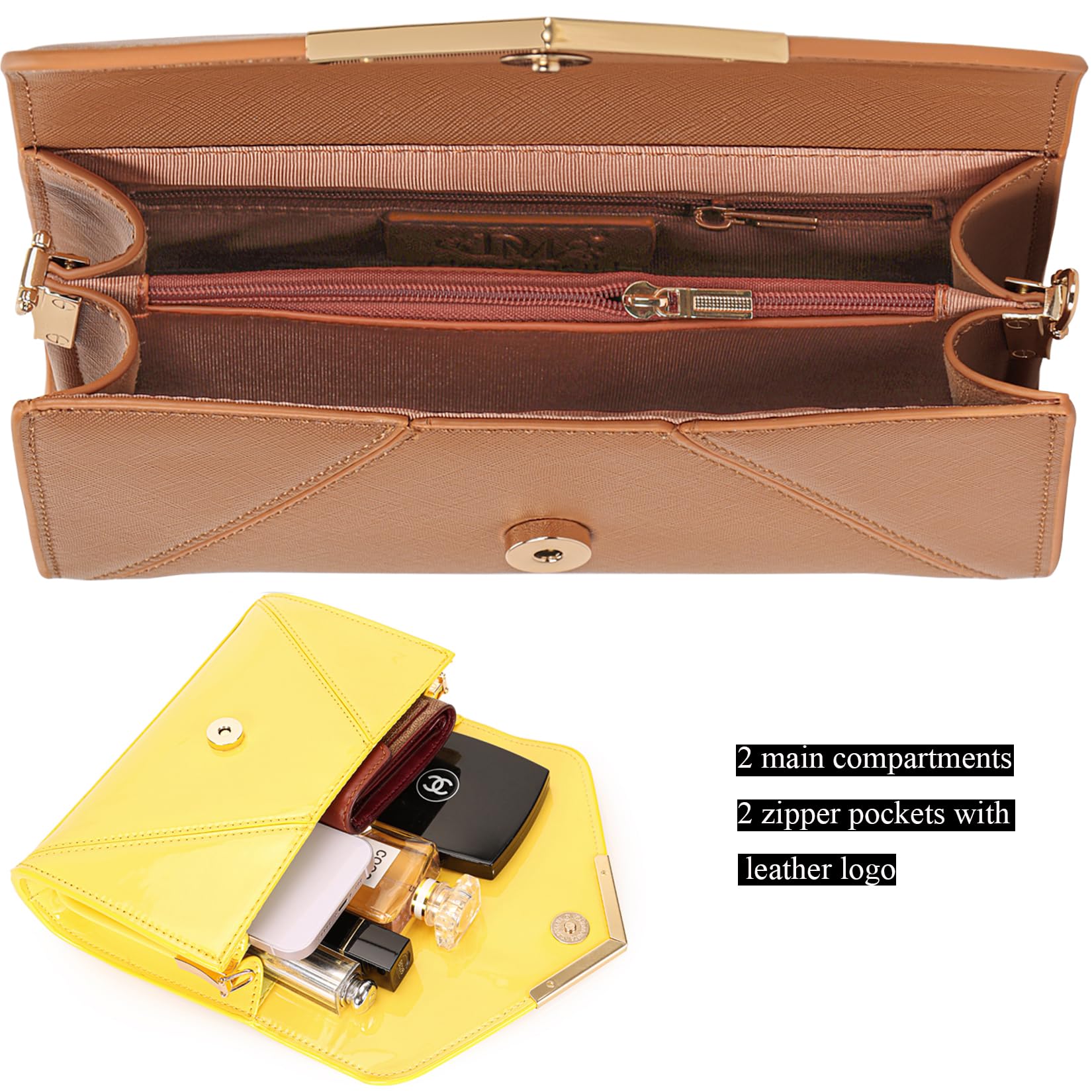 DEXMAY Women Envelope Clutch Faux Saffiano Leather Evening Handbag Foldover Clutch Bag Formal Dressy Purse