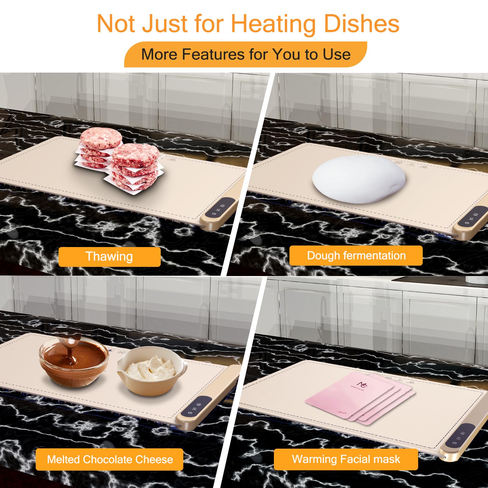 Upgrade Warming Mat for Food with Adjustable Temperature-Portable Electric Warming Tray,Roll Up Silicone Food Warmer for Parties with 3 Temperature Settings,Versatile Food Warmers for Parties Buffet