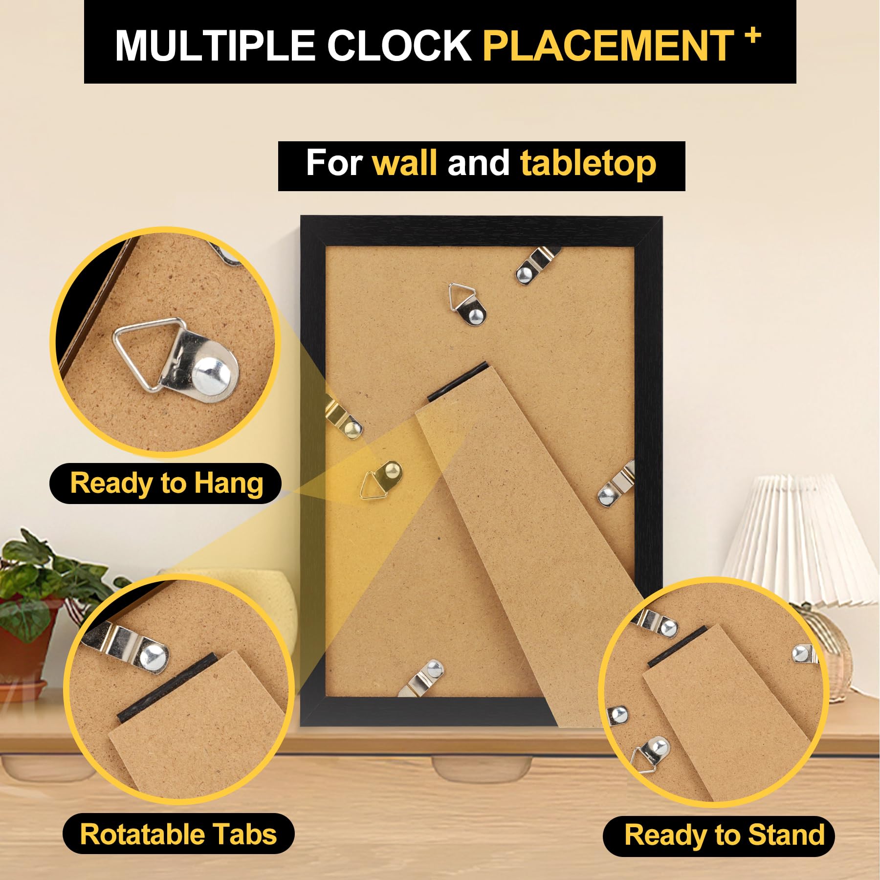 TOFOREVO Picture Frames 4x4 Set of 2 Black Wood Grain Photo Frame for Gallery Wall Mounting or Tabletop Display