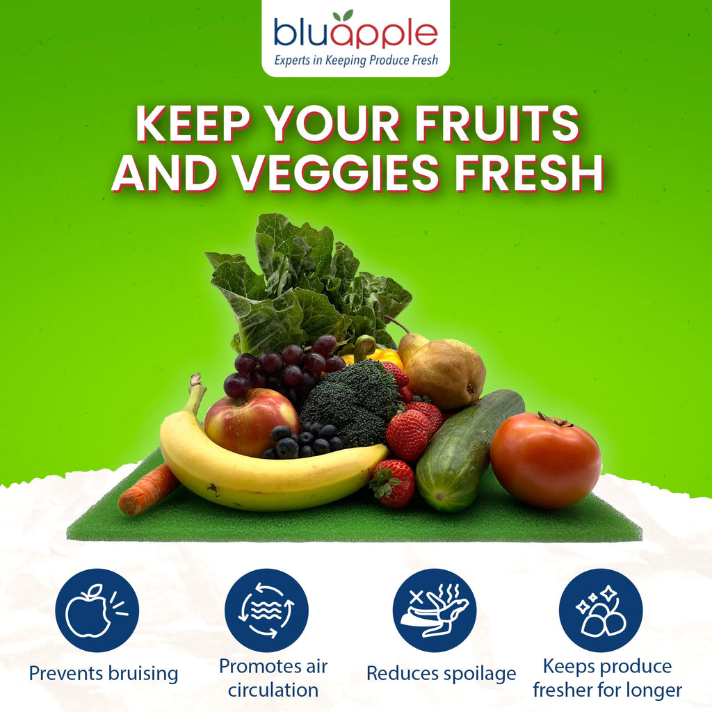 Bluapple FreshMats, Refrigerator Bin Liner, Fridge Drawer Mats, Crisper Life Extender Liner Keeps Produce Fresh Longer, Anti-Bruising, for Air Circulation, Washable & Reusable (4-Mats, 12x15, Black)