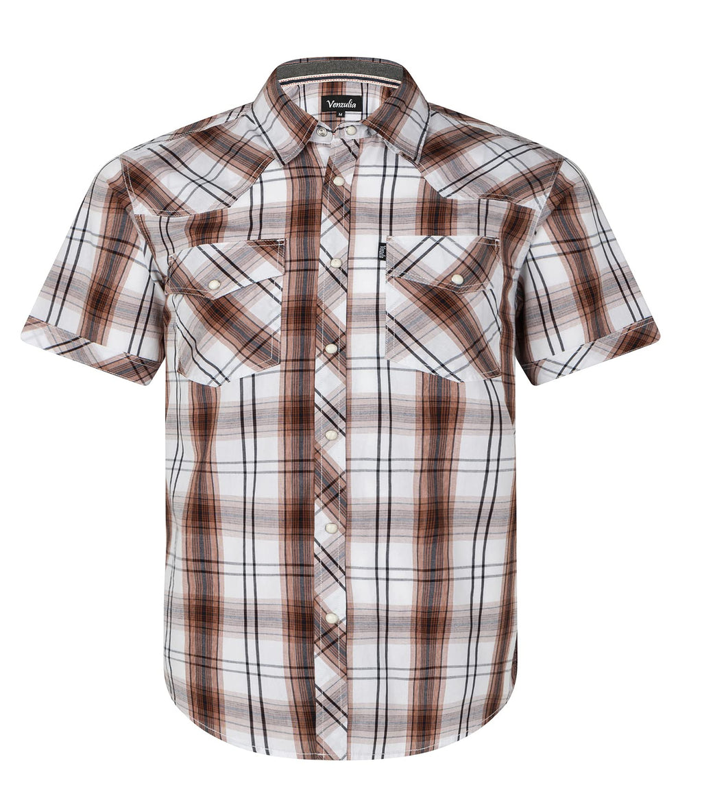 Men's Western Snap Casual Shirt Two Pocket Short Sleeve Shirt