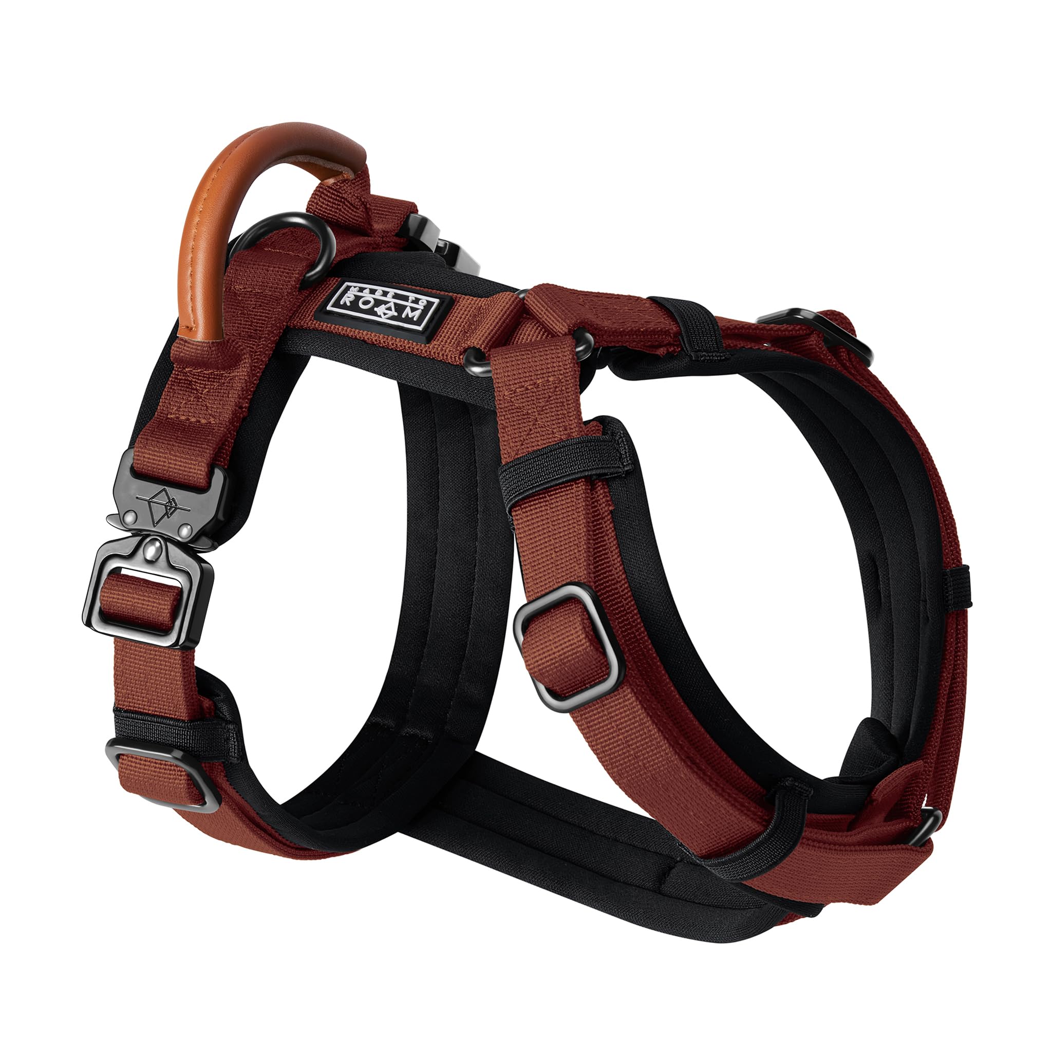 MADE TO ROAM Premium Explorer Harness - Y-Shaped Dog Harness with Adjustable Durable Nylon, Soft Padding, Metal Buckles and Leather Handle for Small, Medium, Large Dogs (Alaska Daybreak, Size 1)