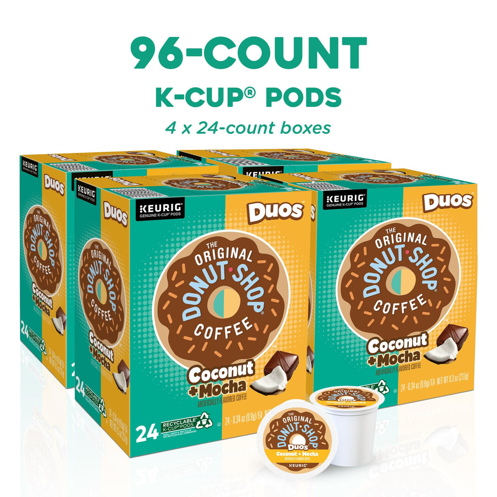 The Original Donut Shop Duos Coconut + Mocha Coffee, Keurig Single Serve K-Cup Pods, Medium Roast Coffee, 60 Count, (6 Packs of 10)