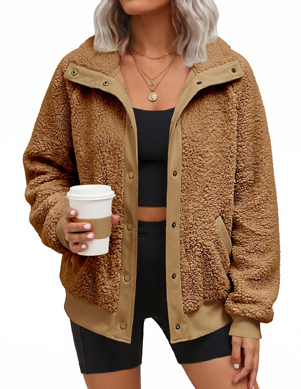 MEROKEETY Womens Sherpa Fleece Jacket 2026 Fall Casual Fuzzy Winter Coats